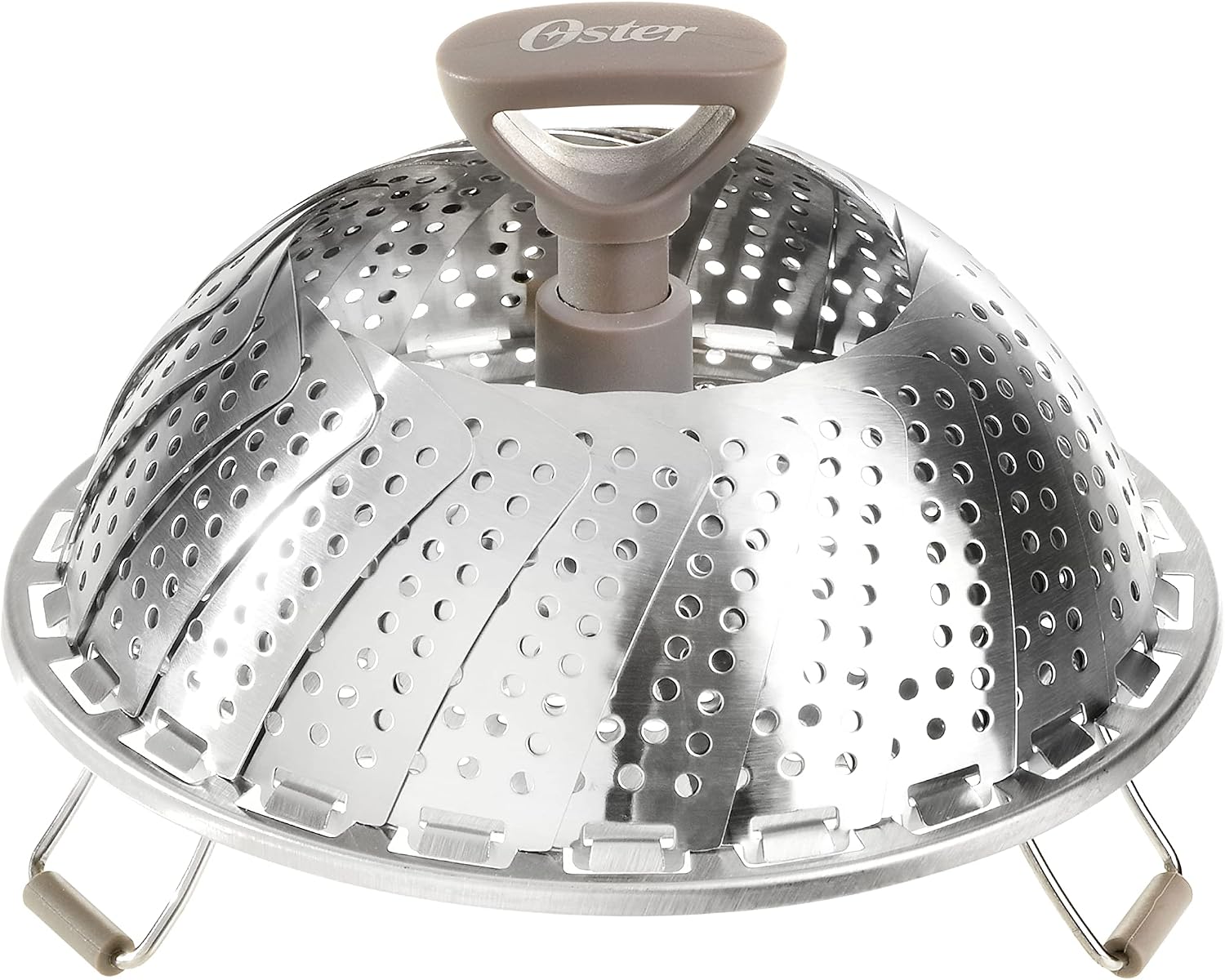 Oster Dutch Oven with Steamer Basket 3-Quart - Sangerfield Stainless Steel, Stovetop Steamer for Vegetables, Rice & Tamales, Dishwasher Safe