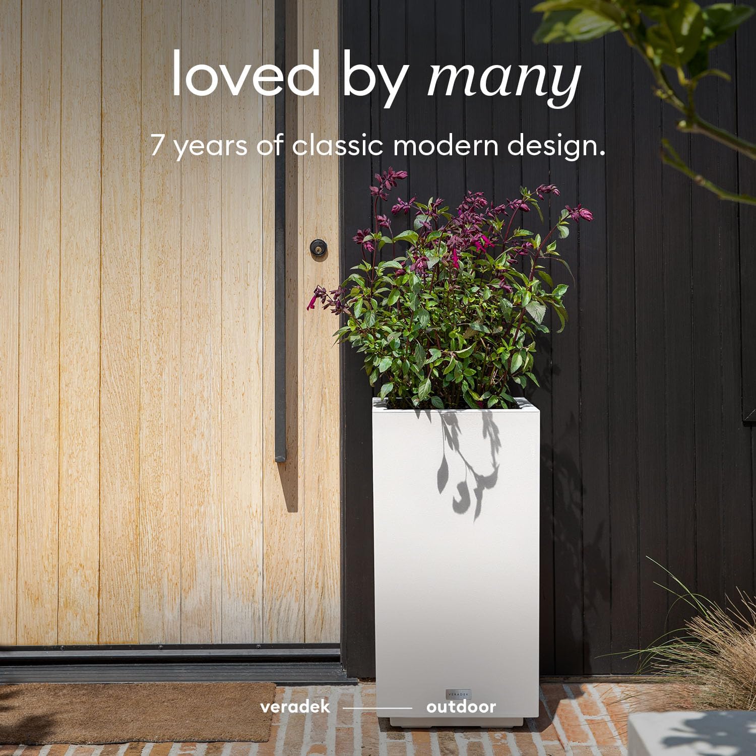 Veradek Block Series Pedestal Planter - Tall Rectangular Outdoor Planter | Made From Durable Plastic Featuring a Removable Insert Bucket. Modern Porch/Patio Décor for Plants and Flowers
