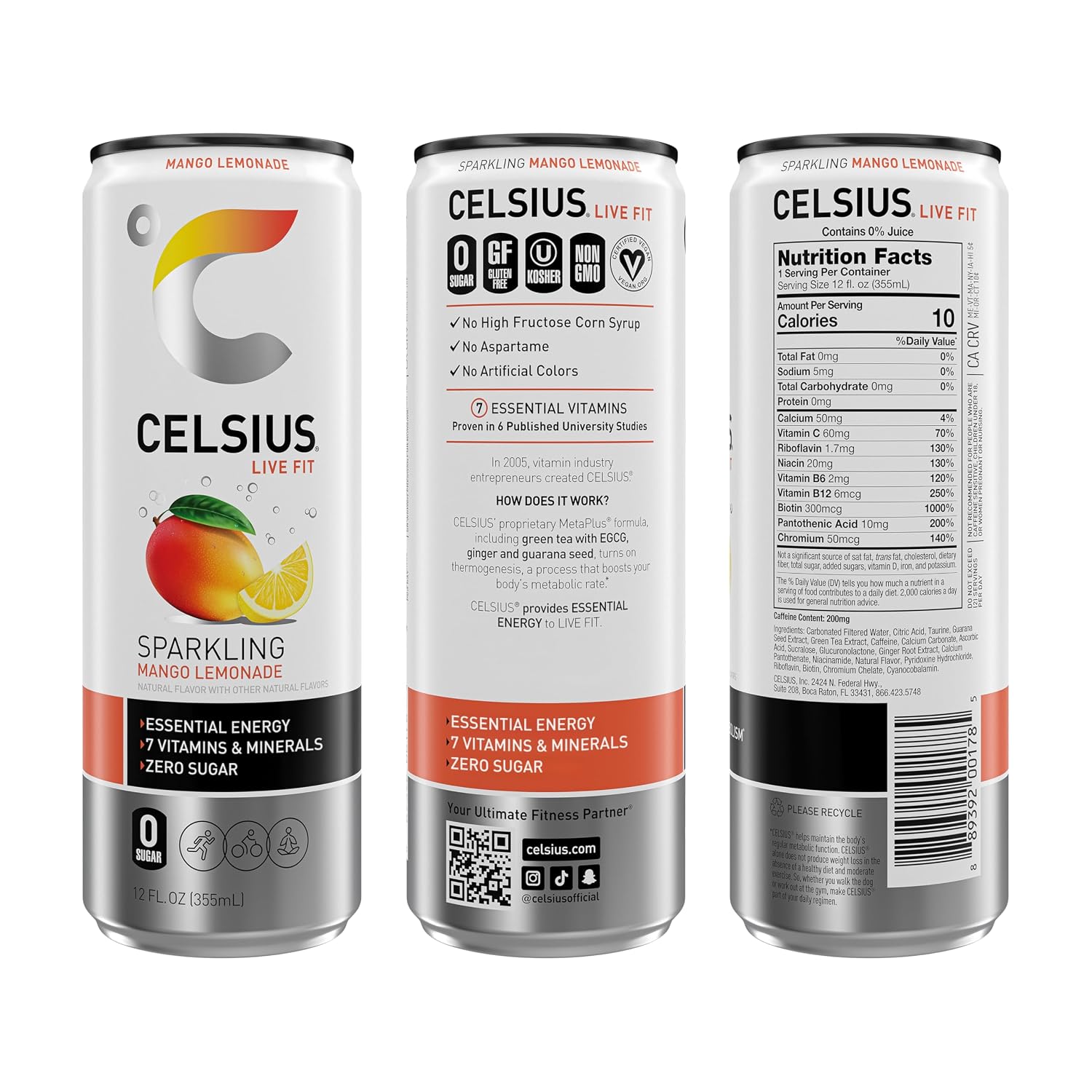CELSIUS Sparkling Cola, Sugar Free Energy Drink, 12 Fl Oz (Pack of 12)