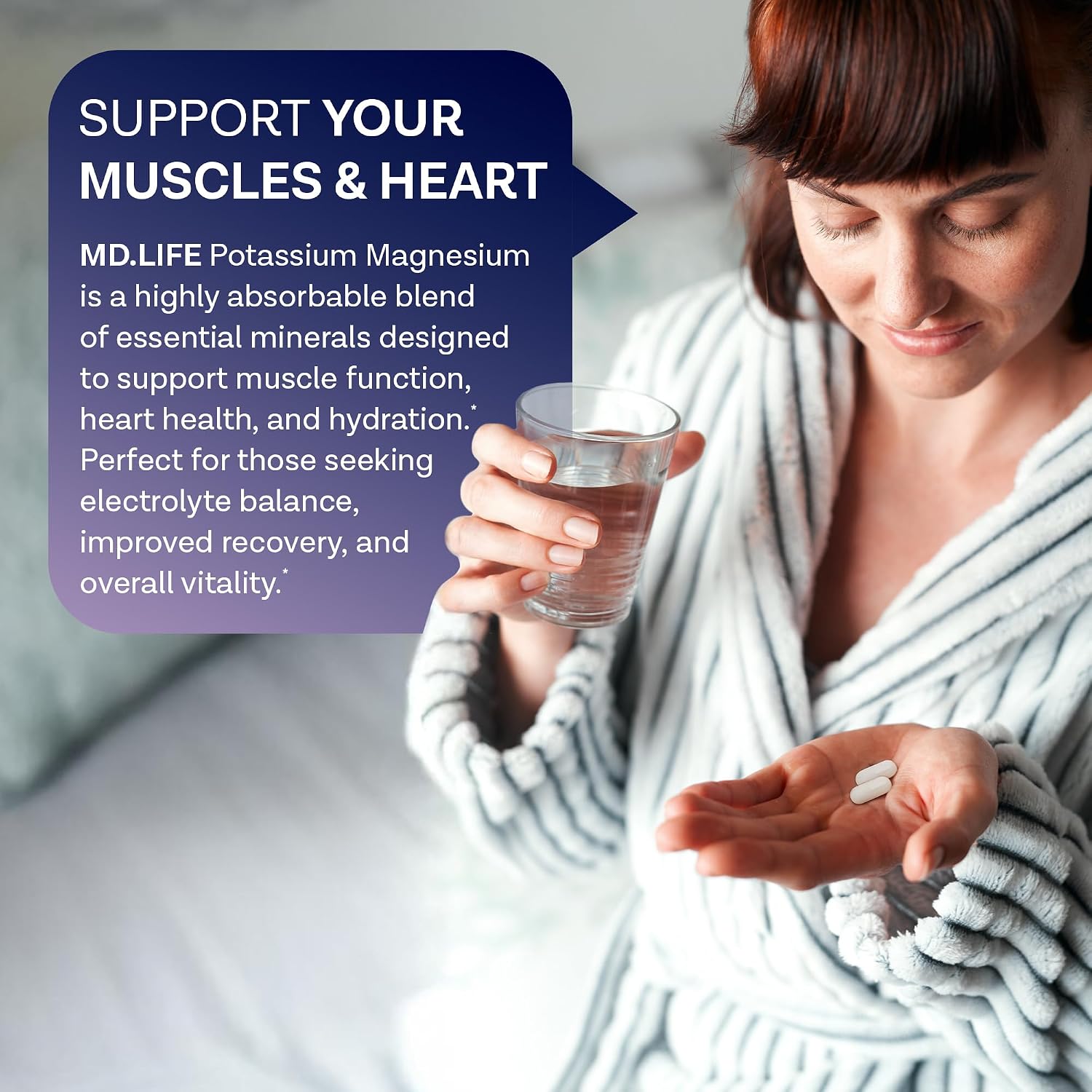 MD. Life Potassium Magnesium Supplement, High Absorption, 90 Capsules | Chelated Mineral Complex - Supports Vascular Health and Leg Cramp - Doctor Designed - Made in the USA - Non-GMO, Vegetarian
