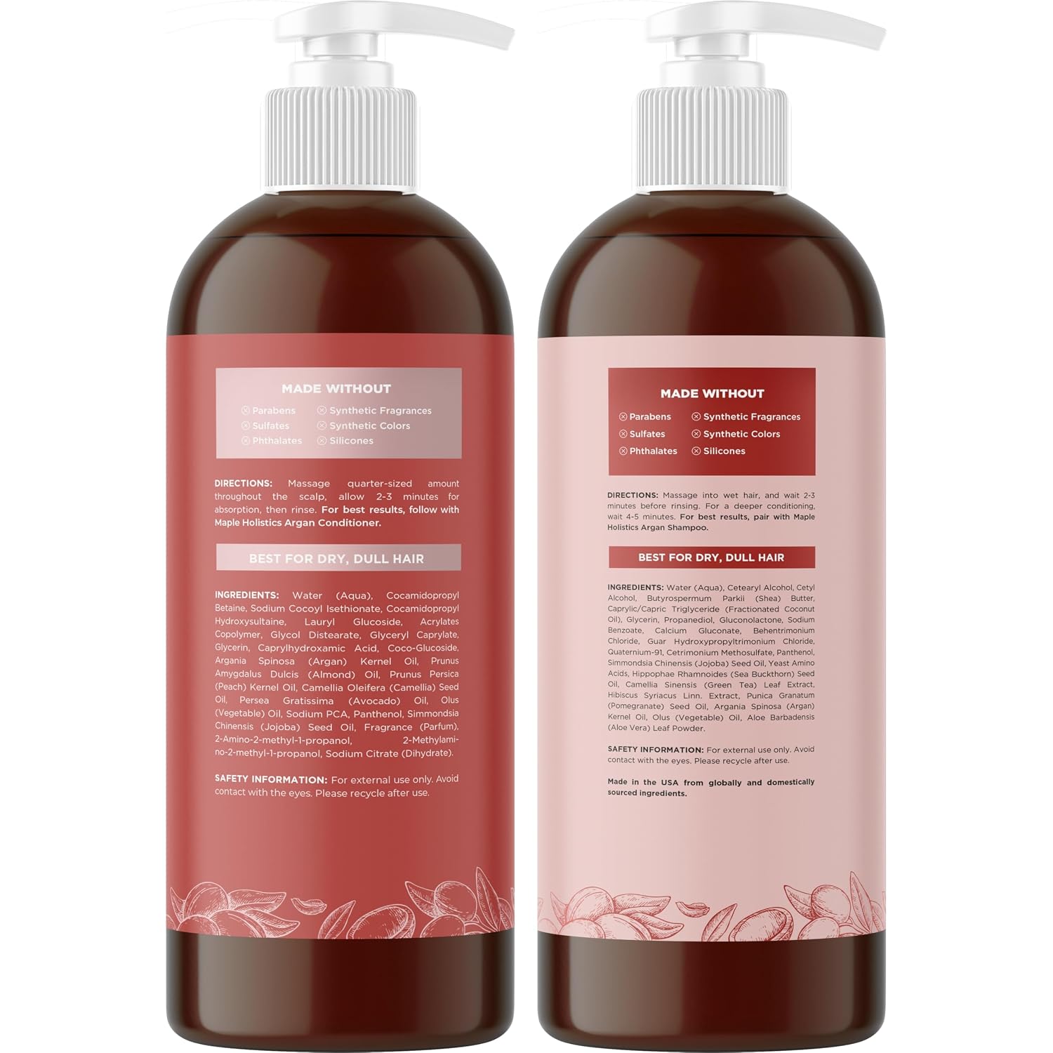 Sulfate Free Shampoo and Conditioner Set - Tea Tree Sage and Rosemary Shampoo and Conditioner for Dry Flaky Scalp Care - Deep Cleansing Color Safe Shampoo and Conditioner for Damaged Dry Hair Care