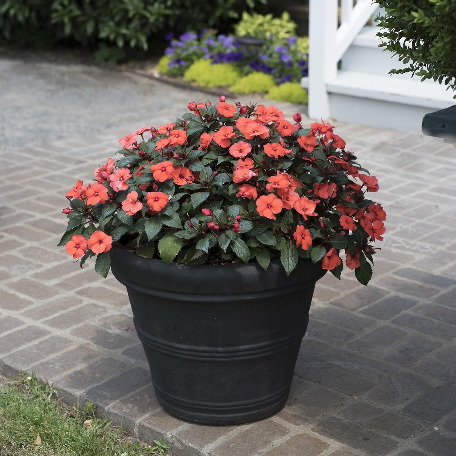 Crescent Garden Brunello Classic Gray Rolled Rim Planter Pot, Lightweight Indoor/Outdoor Weather-Safe Round Plant Pot, 27''W (Weathered Concrete)