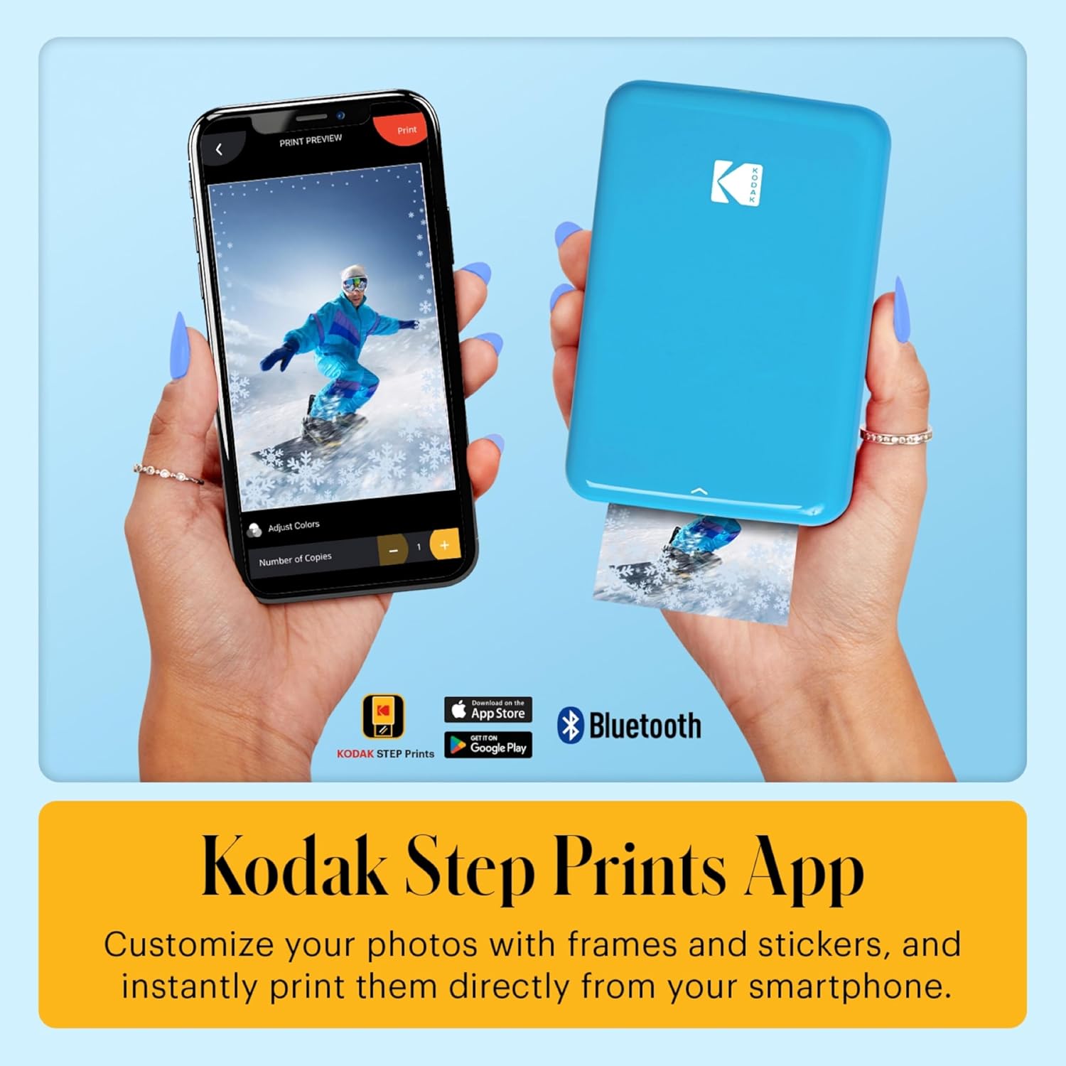 KODAK Step Instant Smartphone Photo Printer, Portable Mini Color Wireless Mobile Printer, Zink 2x3” (5.1x7.5 cm) Sticky-Back Photos