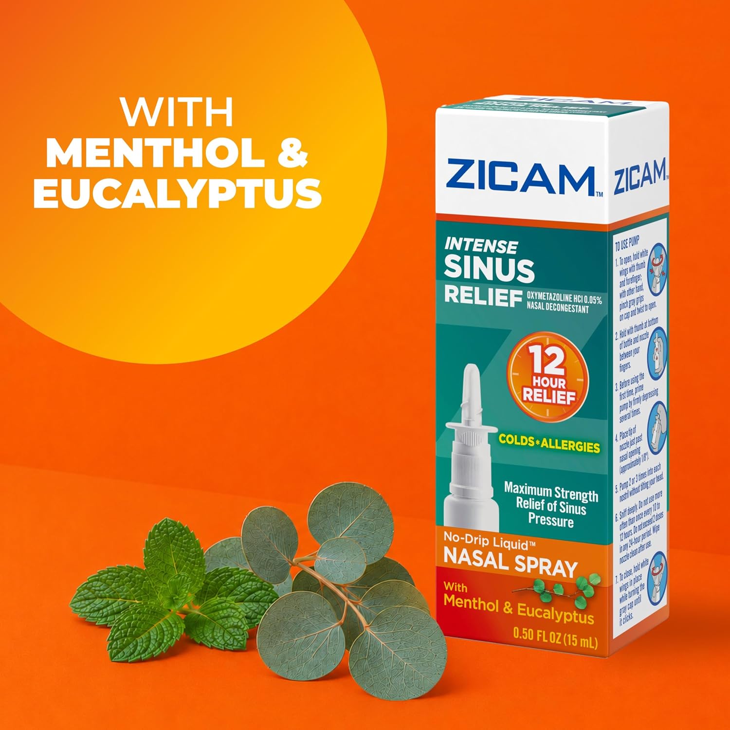 Zicam Intense Sinus Relief No-Drip Nasal Spray, 0.50 Fl Oz