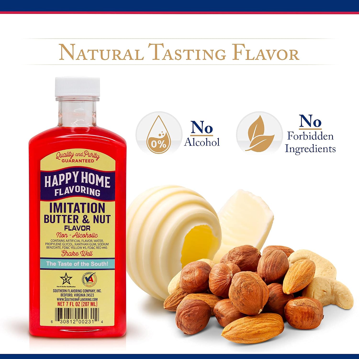 Happy Home Imitation Clear Butter Flavoring, Non-Alcoholic, Certified Kosher, 7 oz.