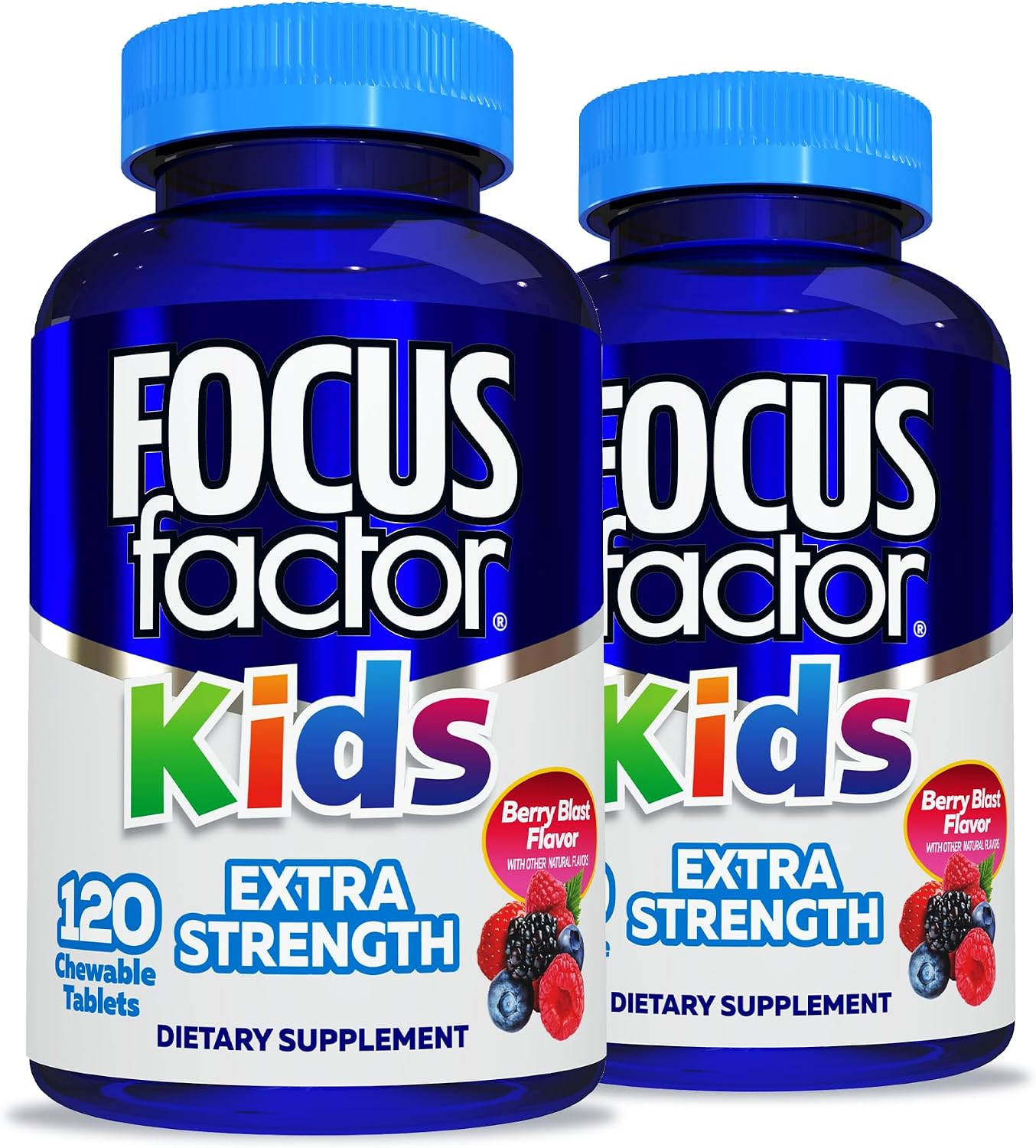 Focus Factor Kids Extra Strength Daily Chewable for Brain Health Support, 120 Count – Vitamins - Quality Formula – Gluten & Dairy Free Supplements for Children – No Artificial Sweetener