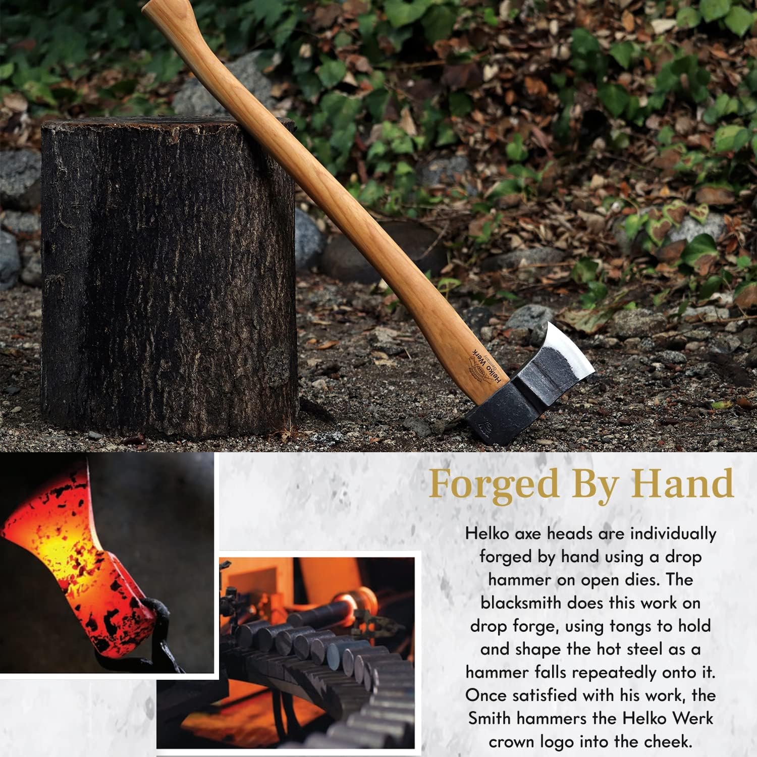 1844 Helko Werk Germany Traditional Hessen Woodworker Felling Axe (13563) | Made in Germany Hand Forged Felling Axe and Cutting Forest Axe for Felling Trees Head 2-3/4 lbs, Handle 28 inches