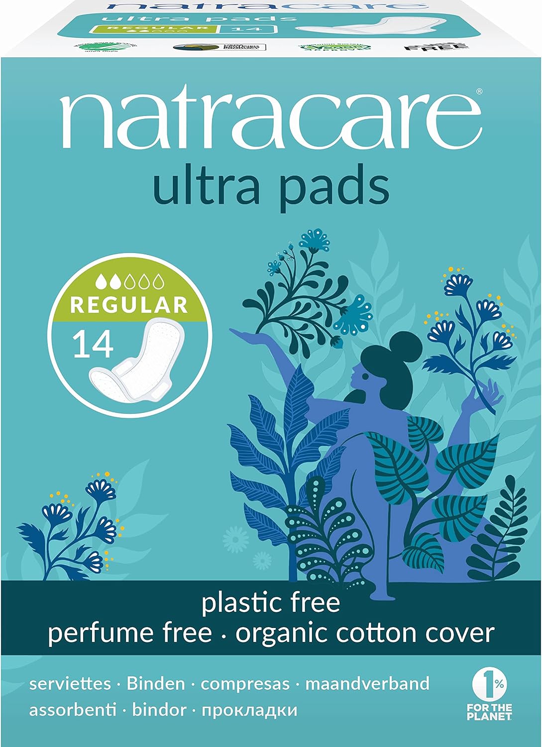 Natracare Cotton Natural Feminine Ultra Pads Regular With Wings By Natracare, 14 Ea, 14 Count