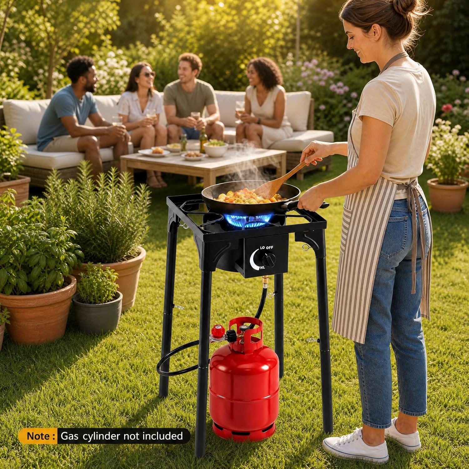 Goplus Outdoor Camping Stove, Dual Burner Propane Gas Cooker