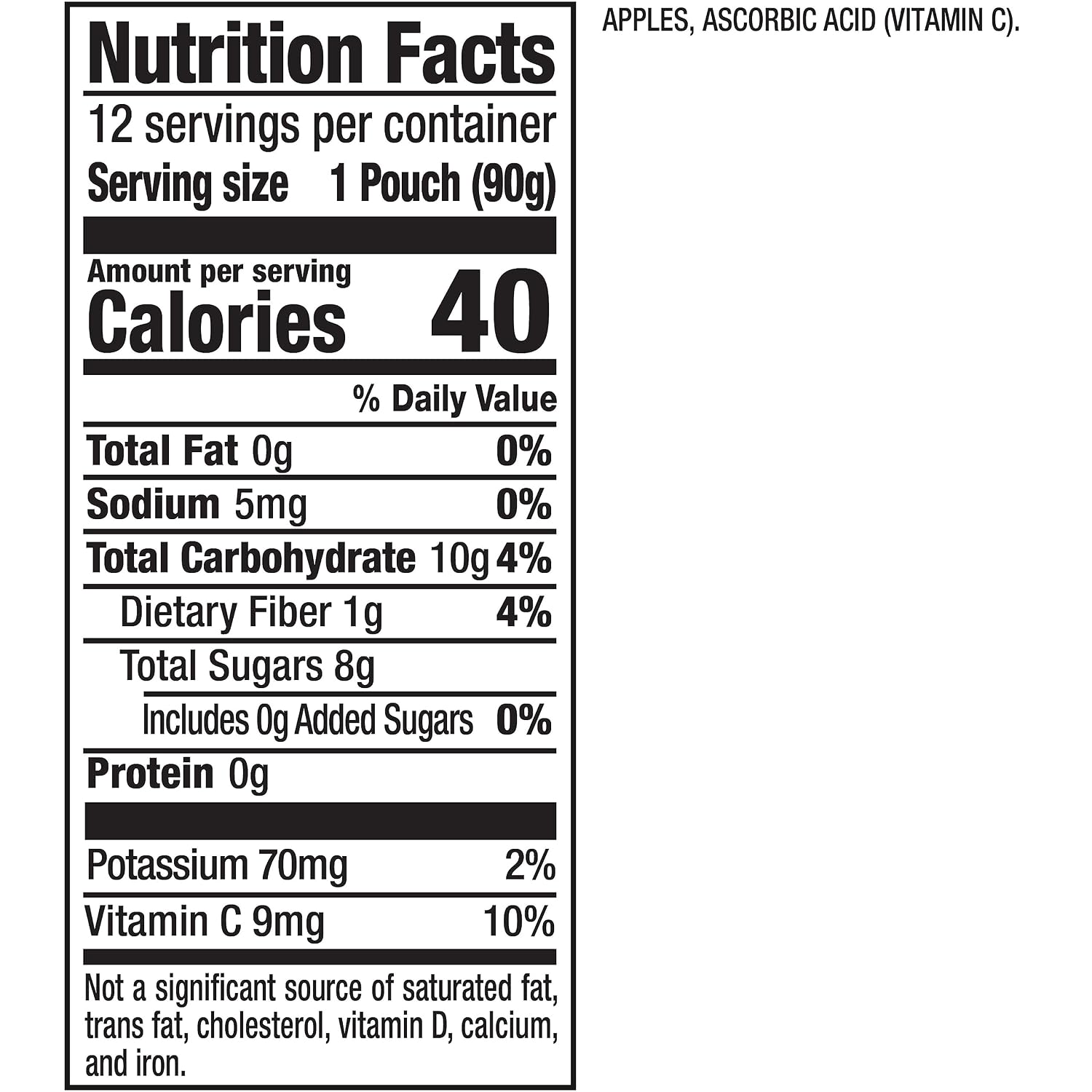 Mott's No Sugar Added Applesauce, 3.2 Oz Clear Pouches, 48 Count (4 Packs Of 12), Good Source Of Vitamin C, No Artificial Flavors