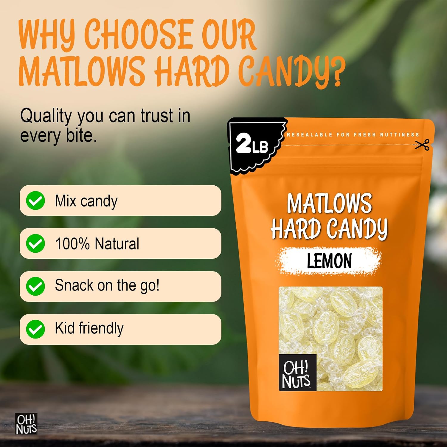 Oh! Nuts Hard Candy Mints Bulk, Individually Wrapped Mint Candy 2 LB | Hard Candy Individually Wrapped - Bulk Candy Individually Wrapped, Crystal Candy Mints, Kosher Certified, 2 LB Bag