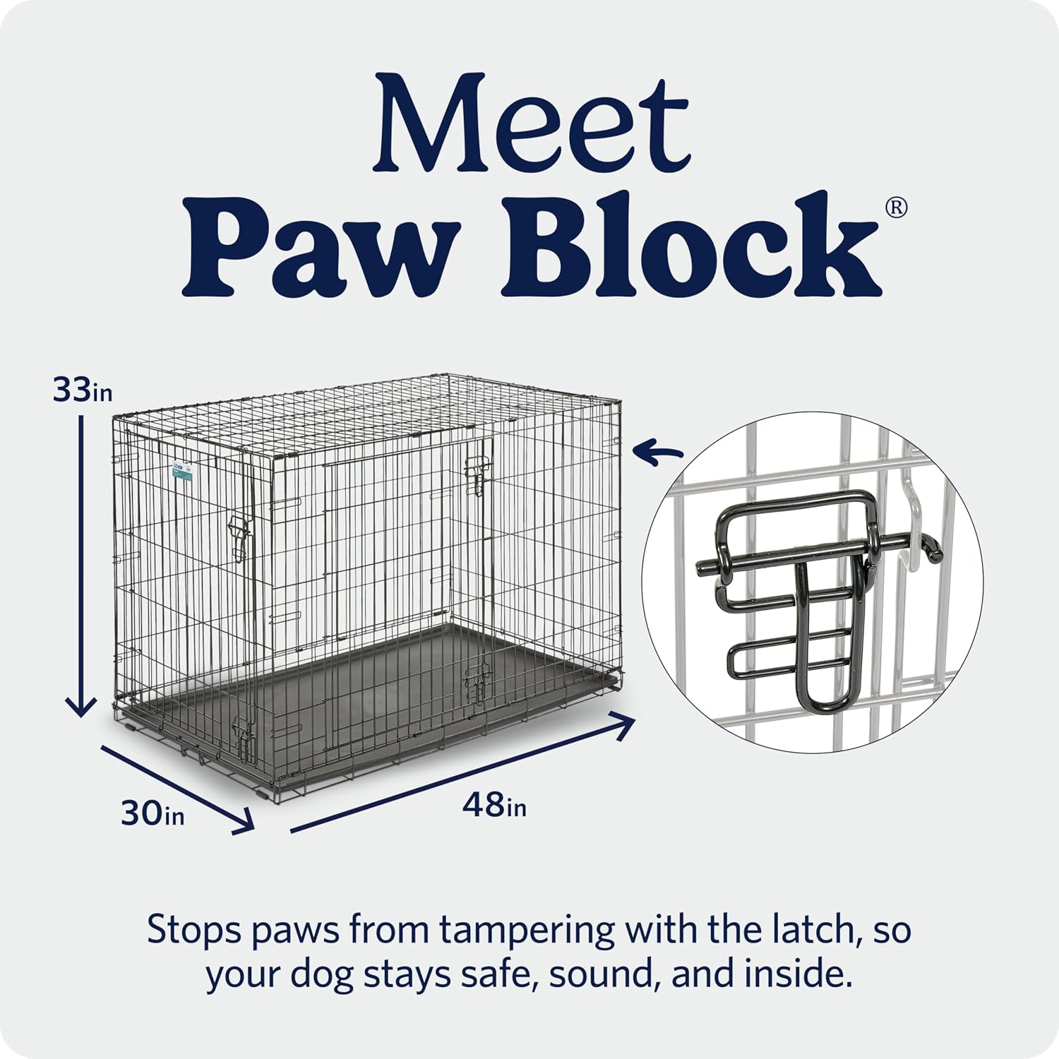 MidWest Homes for Pets 48-Inch iCrate for Extra-Large Breeds, 90-110 lbs, Single Door Folding Dog Crate with Divider Panel, Leak-Proof Tray & Secure Latches, Portable, Durable & Easy to Assemble