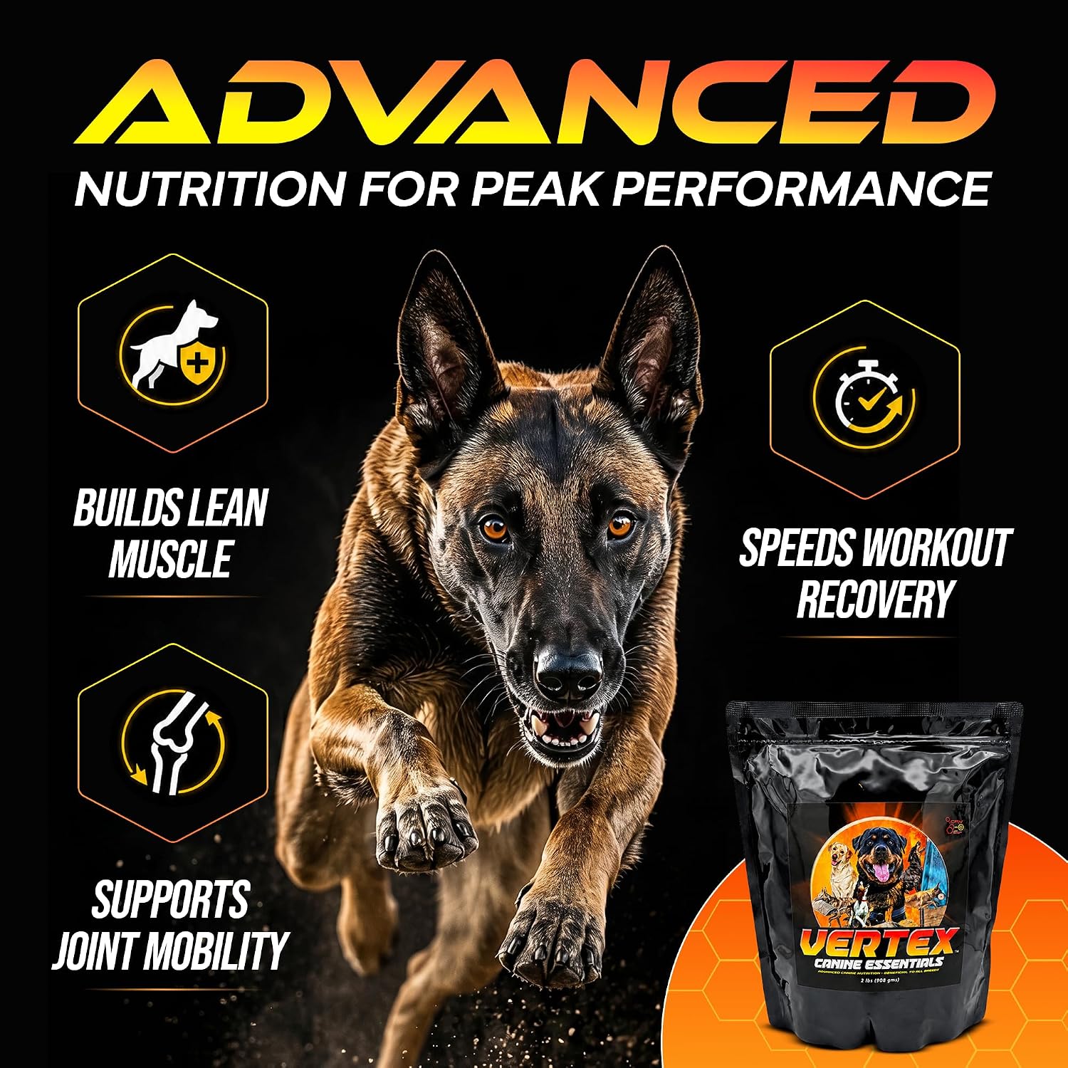 Vertex Canine Essentials High-Performance Dog Supplement -Active Dogs 10lbs
