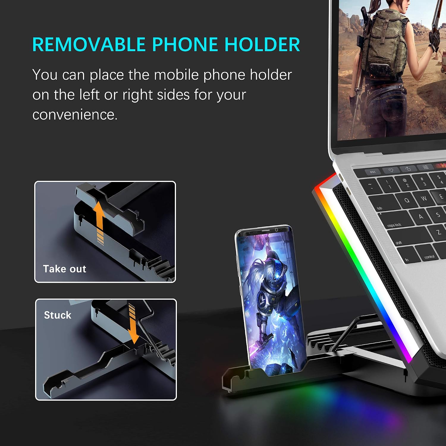 TopMate C11 Laptop Cooling Pad RGB Gaming Notebook Cooler, Laptop Fan Stand