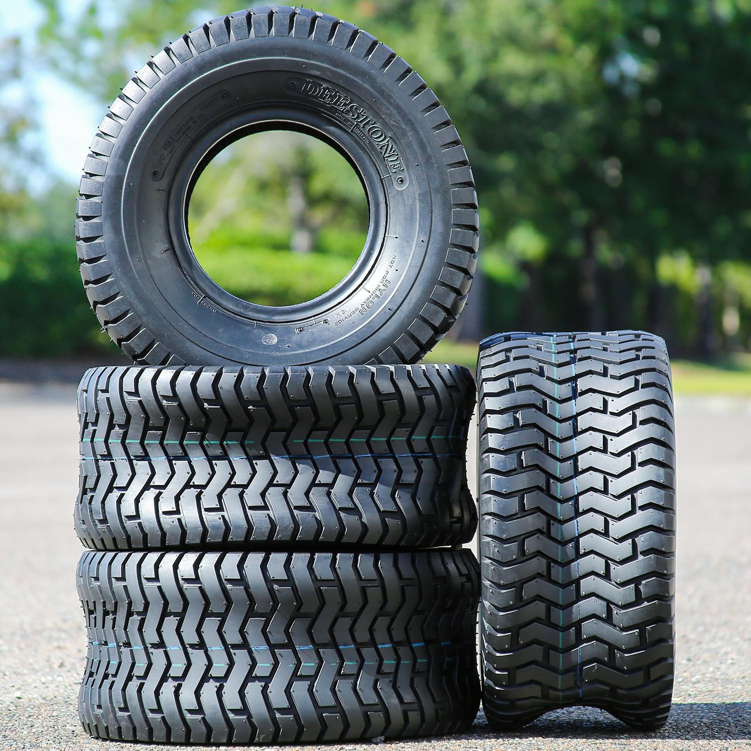 Deestone 1020355 D265 TURF Lawn & Garden Tire - 20X8.00-8 4-Ply | Lawn Mower & Garden Tractor All Season Traction 79A3 Rated 4 Ply Bias Construction