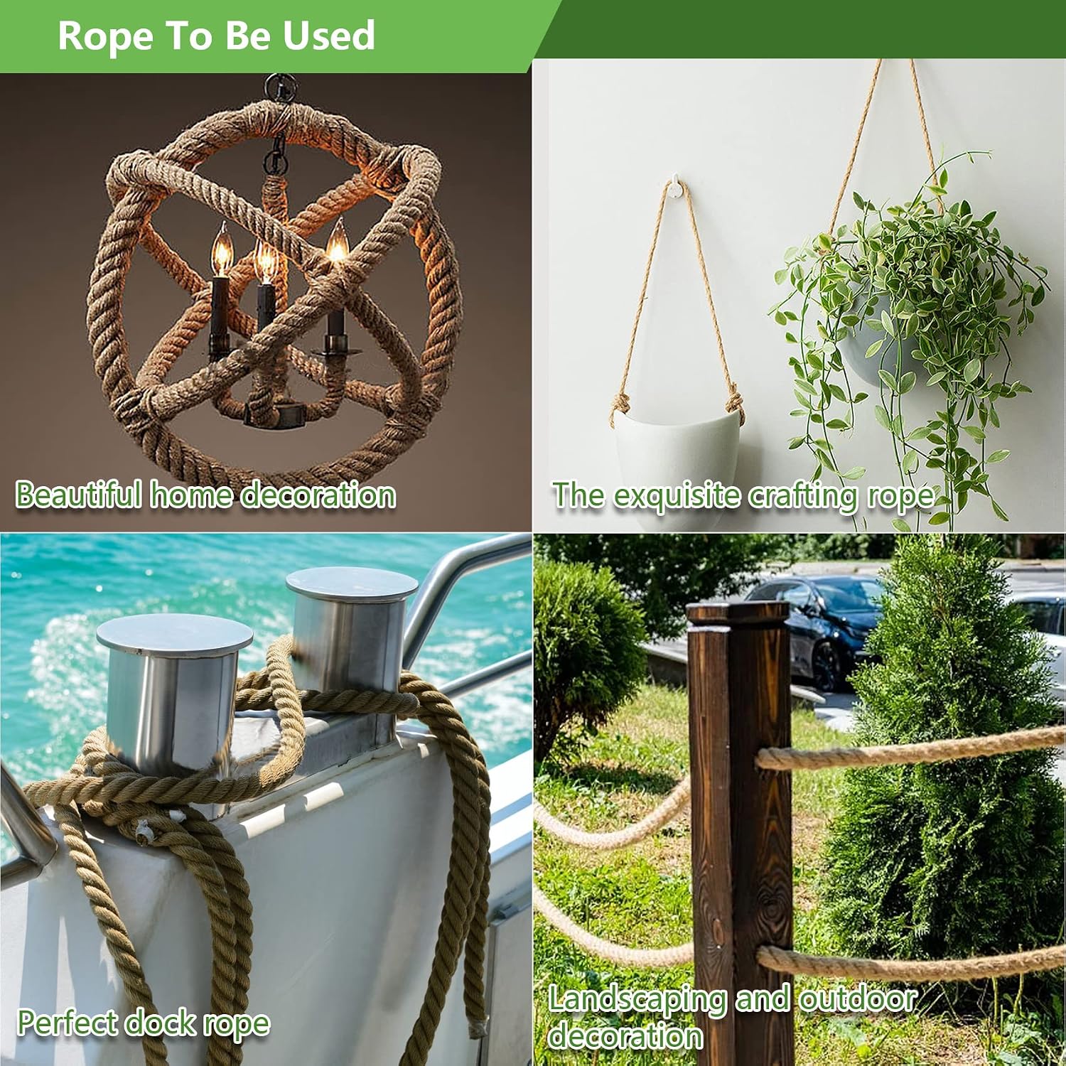 Jute Rope 1 in x 100 ft Thick Twisted Manila Ropes Natural Hemp Rope for Swing Bed, Railing, Crafts, Docks, Tug of War, Decorating, Nautical, Landscaping, Hammock