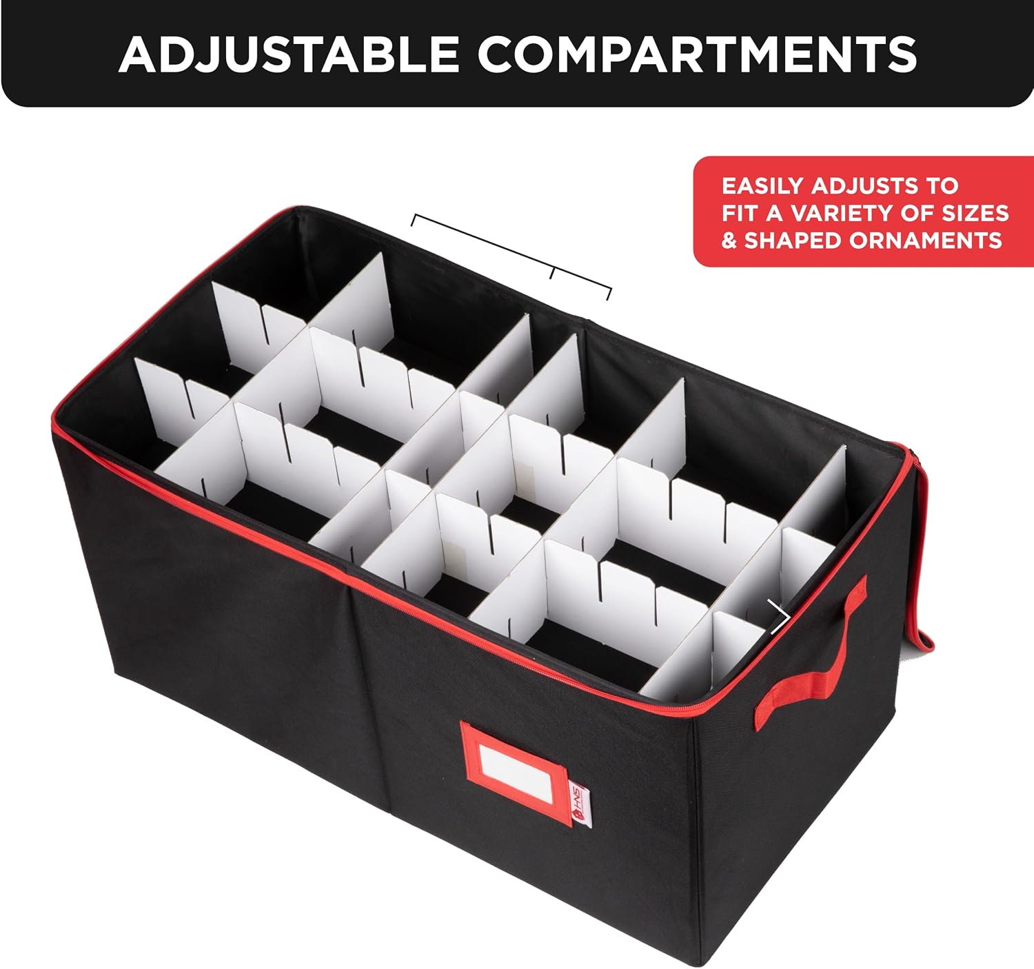 Christmas Ornament Storage Container with Dividers - Box Stores Up to 54 Ornaments, Zippered, Convenient, Adjustable