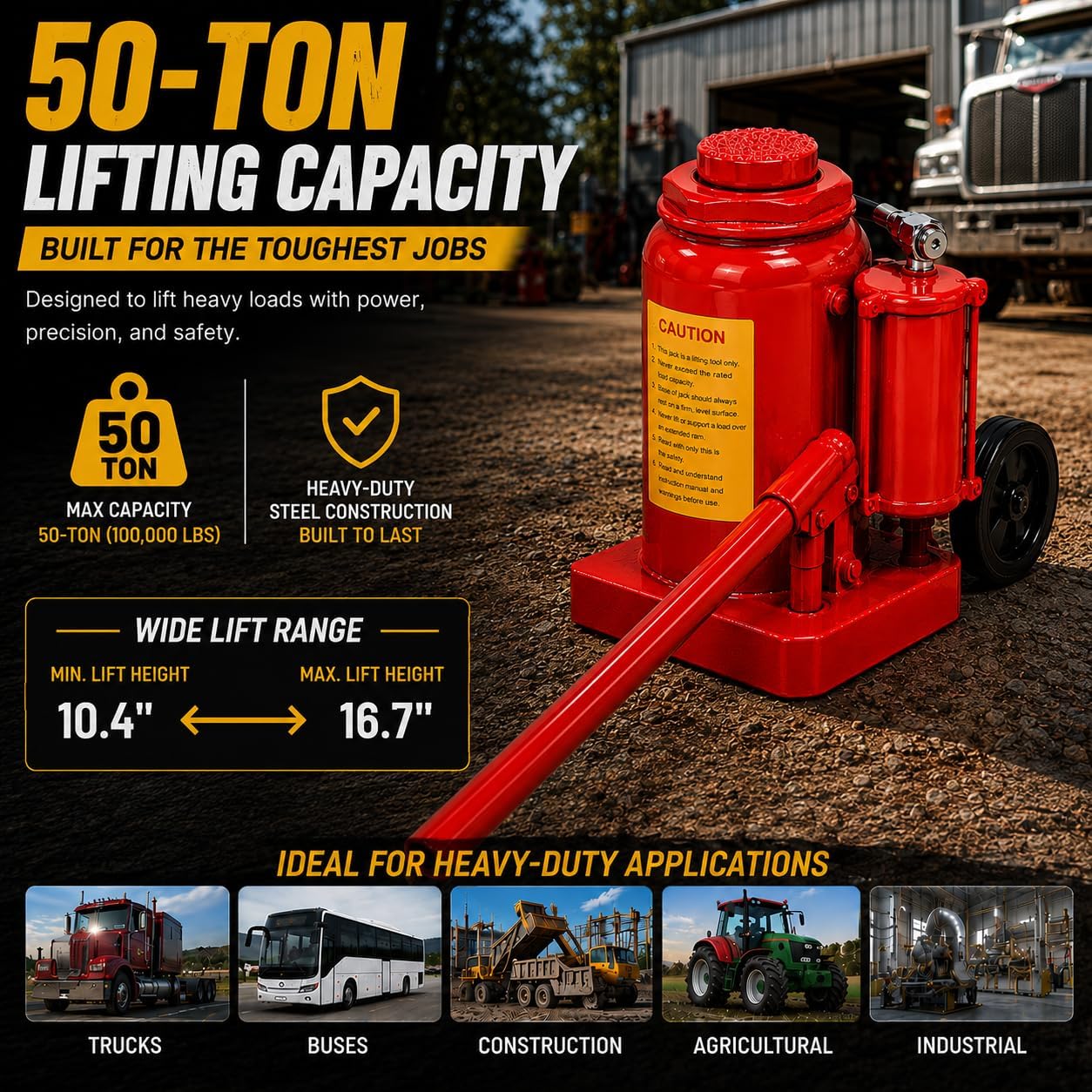 Stark USA 12-Ton (24,000 LBS) Capacity Air/Hydraulic Bottle Jack Low Profile Bottle Jack Lift Auto Repair Automobile Truck SUV Car Lift with Handle