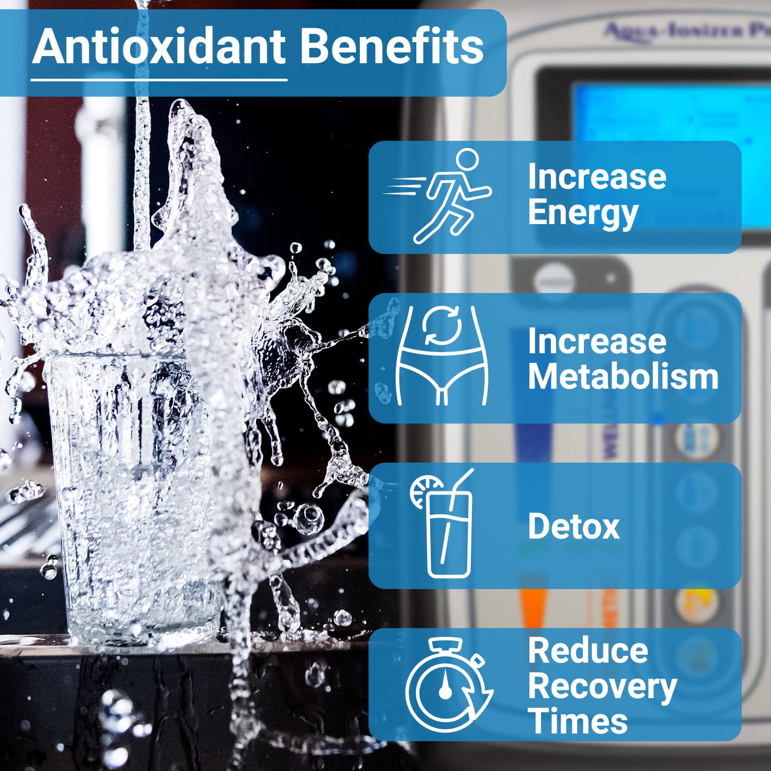Aqua Ionizer Deluxe 5.0 | Water Ionizer | 7 Water Settings | Home Alkaline Water Filtration System | Produces pH 4.5-10.5 Alkaline Water | Up to