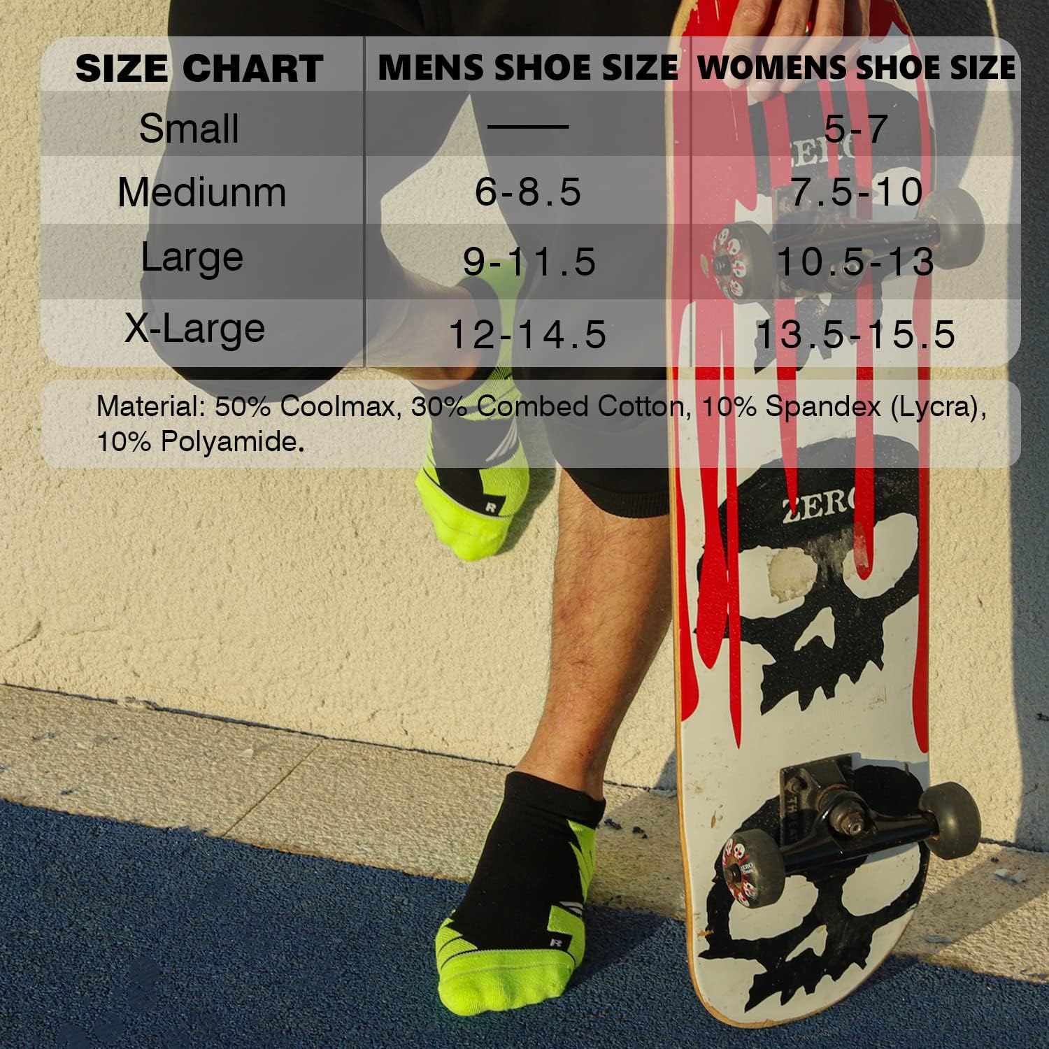 Hylaea Unisex Coolmax No Show Athletic Running Socks, Cushioned No Blisters