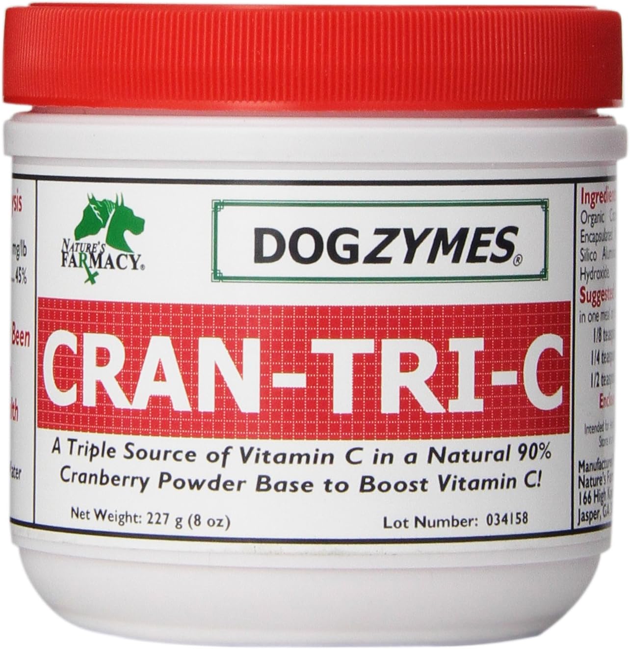 Dogzymes Cran Tri C Urinary Tract Support, Vitamin C Blend, 1418mg per Teaspoon (8 Ounce)