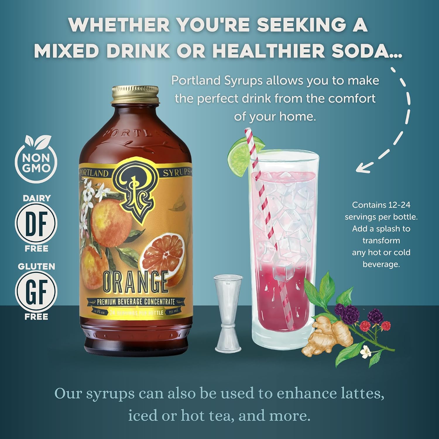 Portland Syrups Marionberry Syrup for Cocktails, 12 oz, 12 Servings