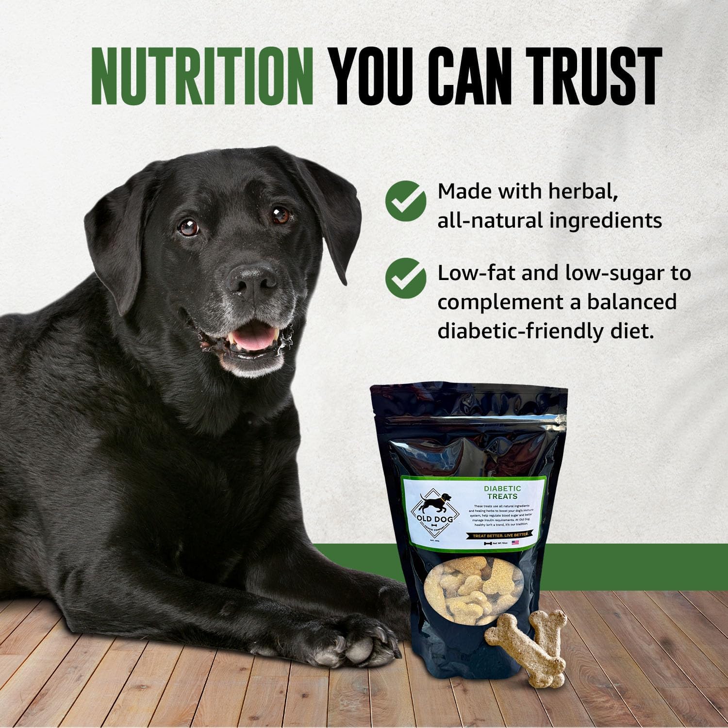 Old Dog Cookie Company All Natural Diabetic Dog Treats – Vet Approved Dog Snacks | Best Healthy Chews for Dogs, Top Treat for Dogs | Low Glycemic