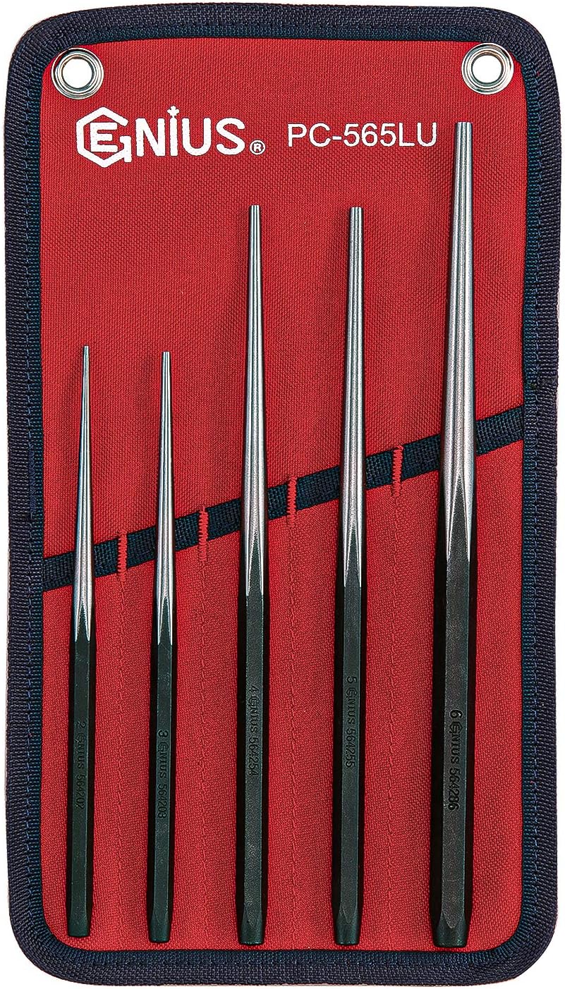 GENIUS TOOLS 5PC Long Taper Line Up Punch Set - PC-565LU,full size