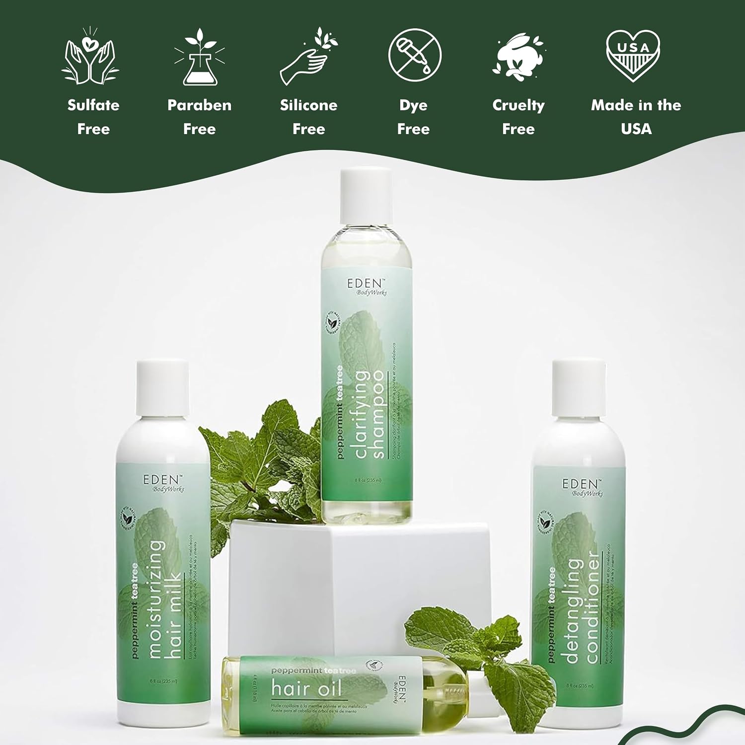 EDEN BodyWorks Peppermint Tea Tree Hair Oil | Scalp & Curl Oil | 4oz | Dry Hair & Scalp Treatment for Curly Hair | Eliminates Dandruff & Boosts Shine