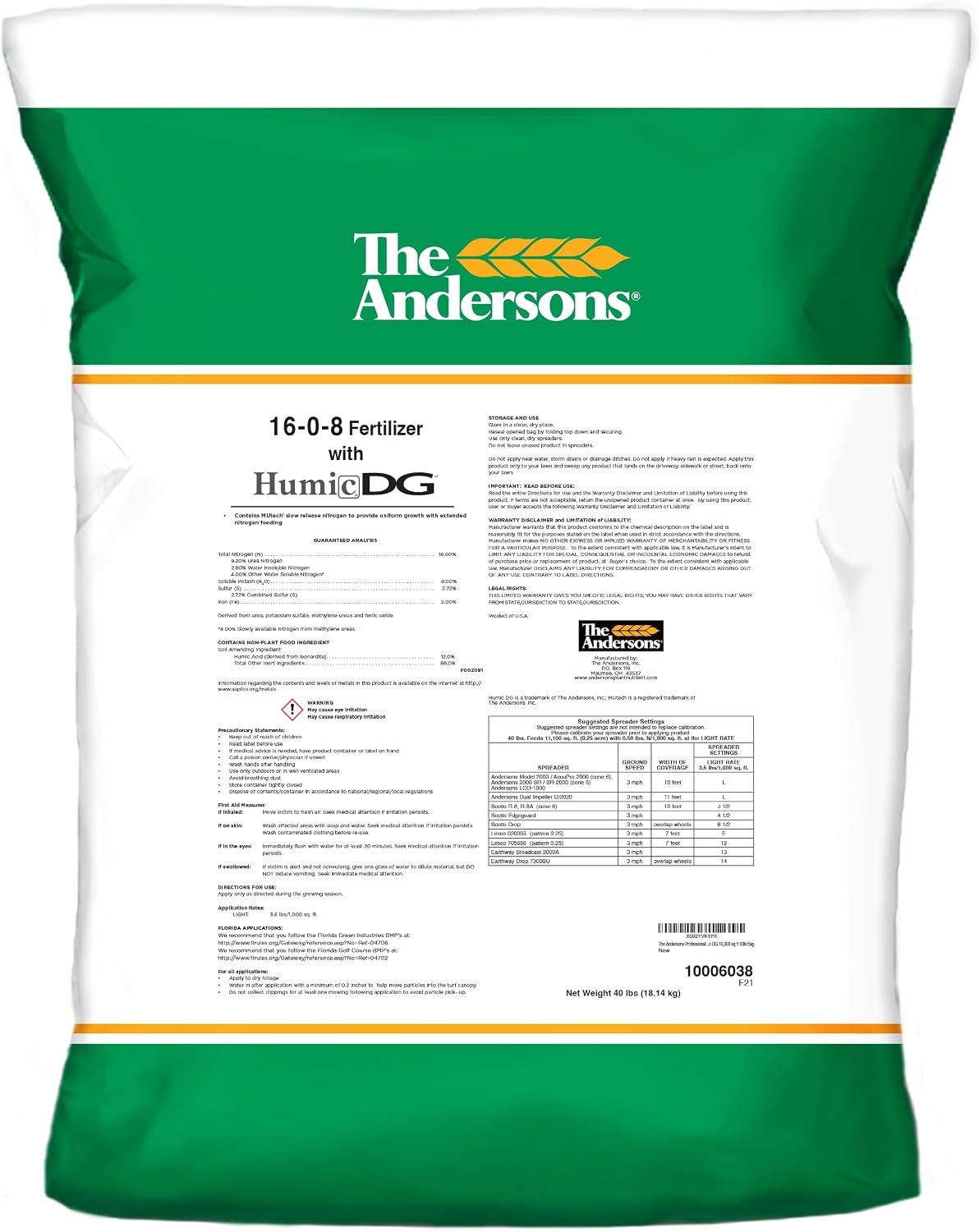 The Andersons Professional PGF 16-0-8 Fertilizer with Humic DG (18lb)