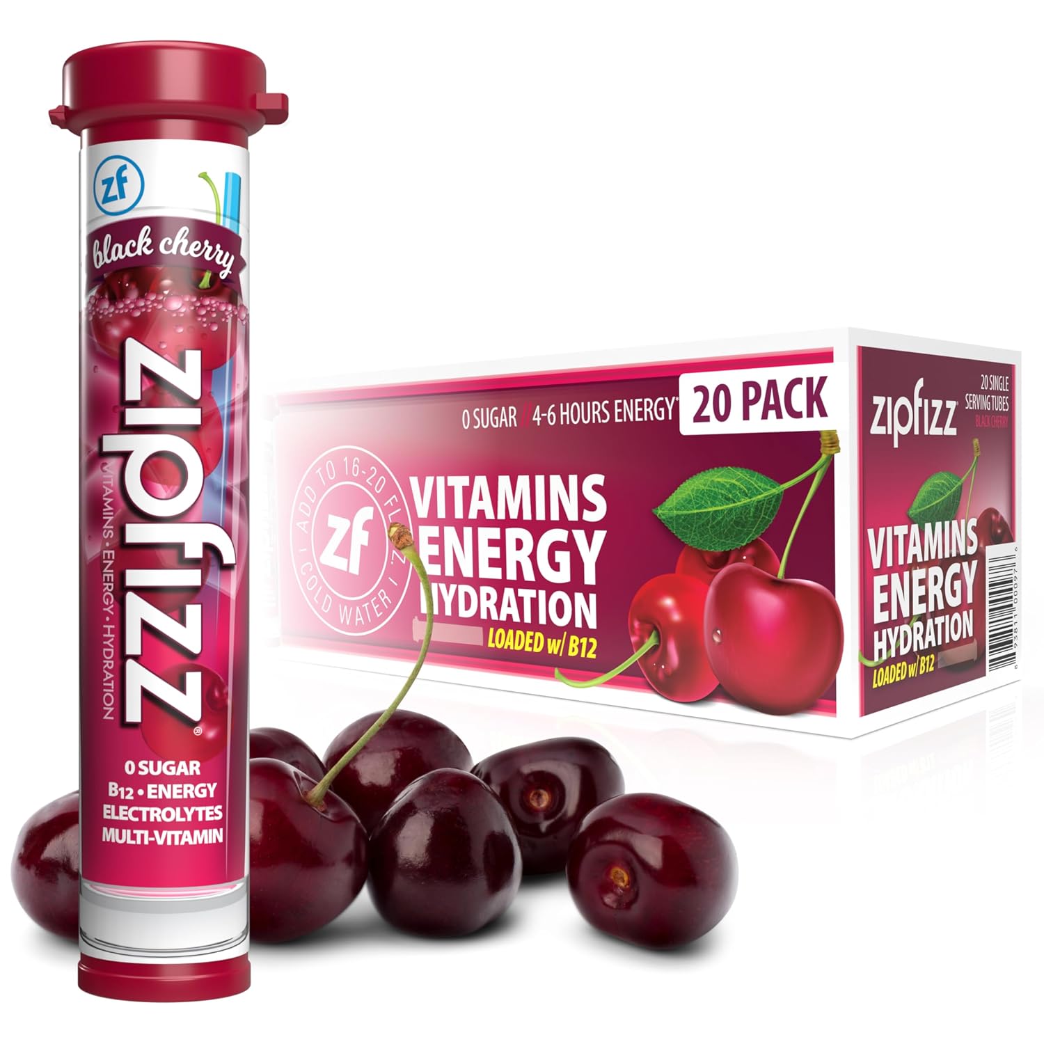 Zipfizz Energy Drink Powder, 20 Pack B12 Electrolyte - Pink Lemonade | Hydration tubes with vitamin drink benefits, 100mg caffeine, B12, electrolytes, & no artificial sugar for active lifestyle