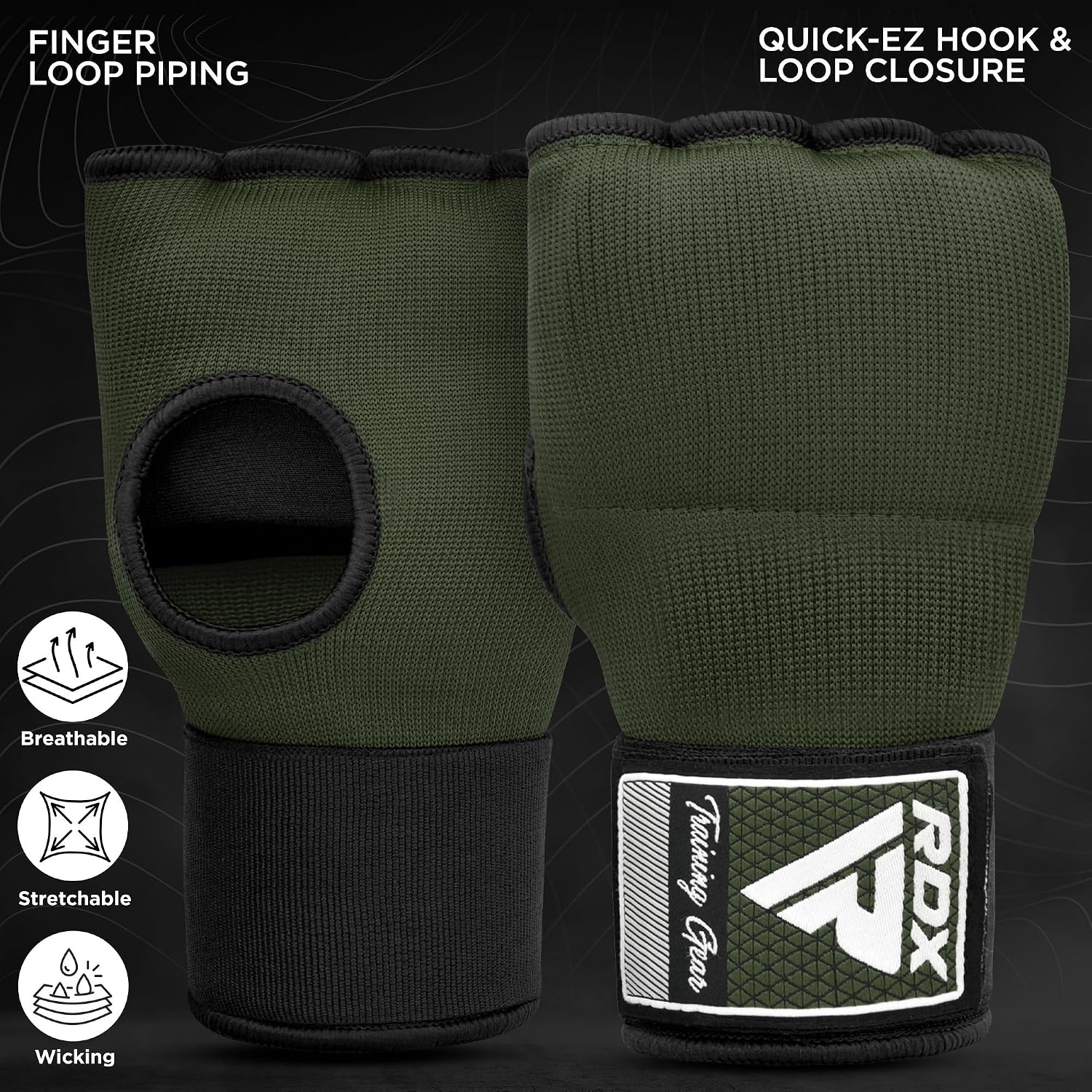 RDX Gel Boxing Hand Wraps Inner Gloves Men Women, Quick 100cm Long Wrist Straps, Elasticated Padded Fist Under Mitts Protection, Muay Thai MMA Kickboxing Martial Arts