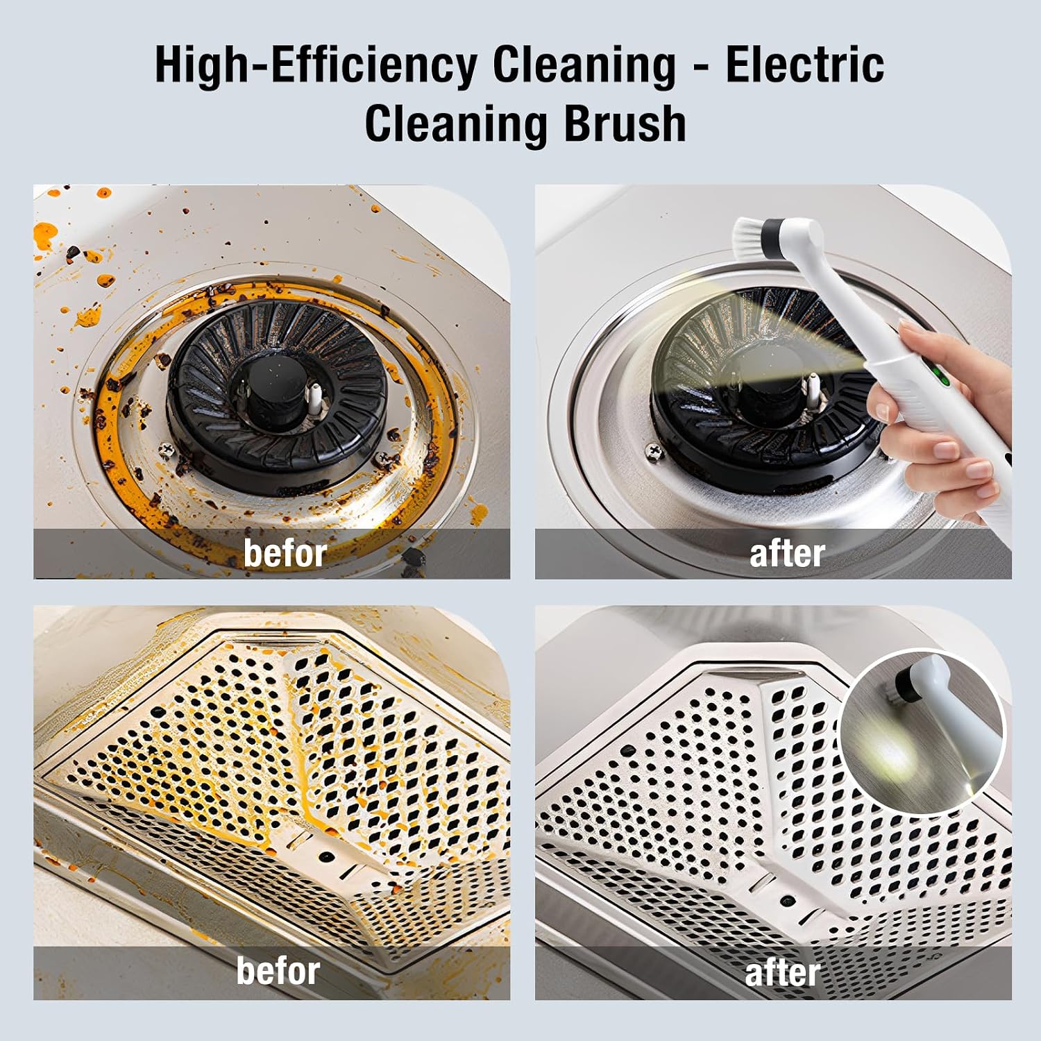 Electric Grout Cleaner, Electric Spin Scrubber, 5 Magnetic Heads | Rechargeable Waterproof Power Scrubber for Tile Grout, Bathroom, Kitchen