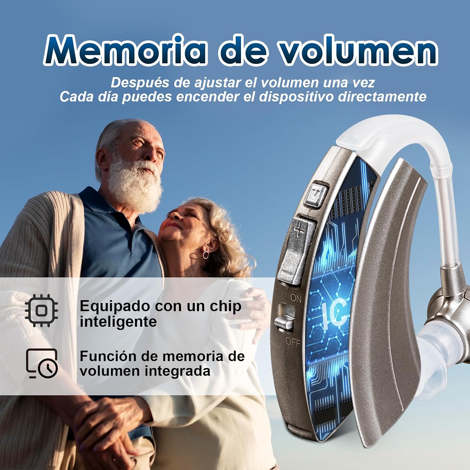 Britzgo BHA-220D Silver Hearing Amplifier, Modern and Fashion Designed Adjustable Tube to Fit Both Ears, Silver/Gray