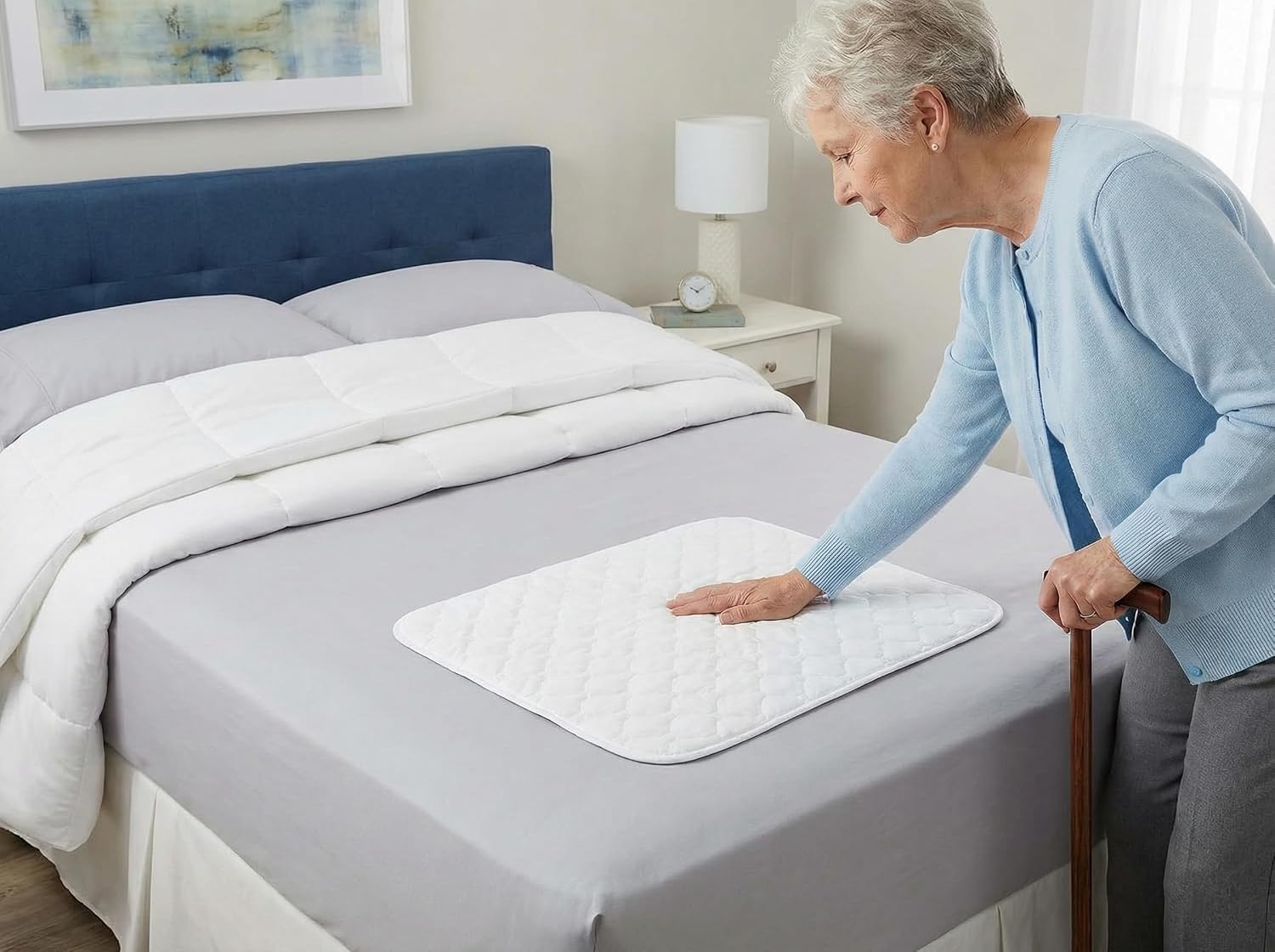 RMS Ultra Soft 4-Layer Washable and Reusable Incontinence Bed Pad, 34"x36" | Premium Quilted Bed Pad for Incontinence, waterproof reusable protector helps keep mattresses, furniture and wheelchairs dry