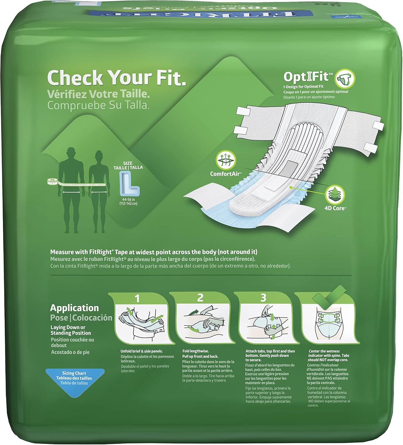 FitRight Adult Diapers, Extra Heavy Absorbency, XL (Waist Size 56in-64in), 80 Count, OptiFit Incontinence Briefs for Men and Women, Disposable, Moisture Wicking, Leak Protection,