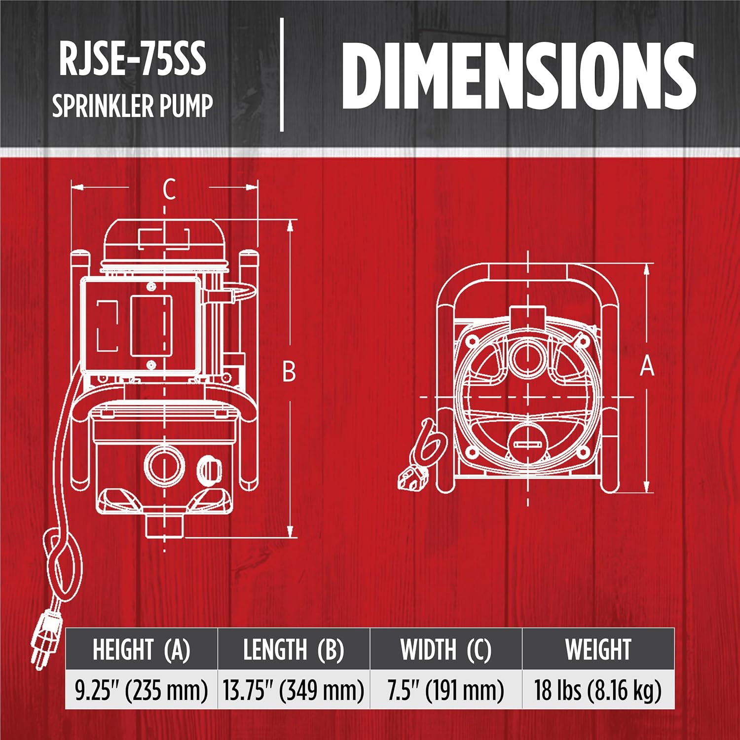 Red Lion RJSE-75SS, 3/4 HP, 11 GPM Stainless Steel Sprinkler Utility Pump