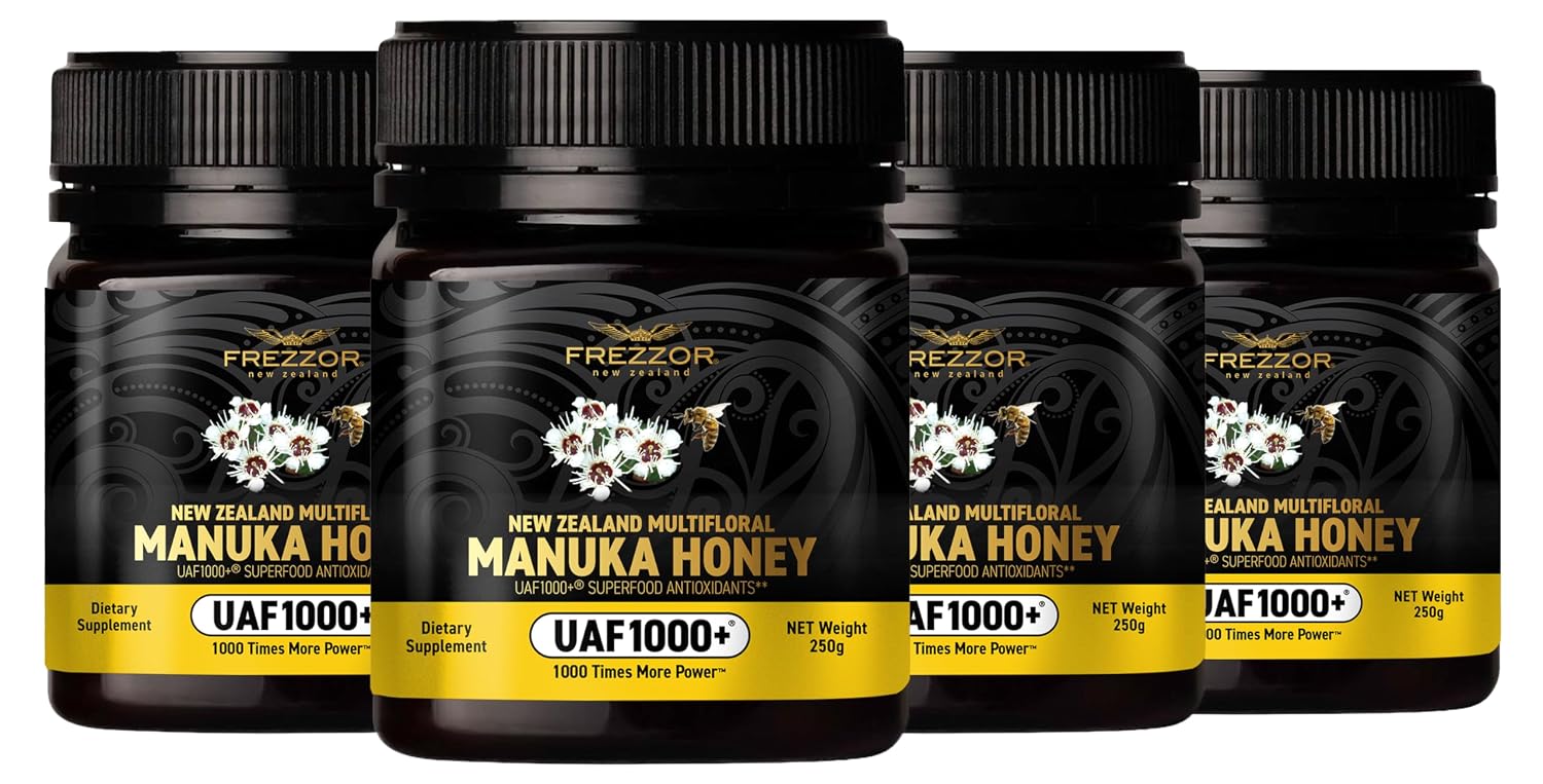 FREZZOR Premium New Zealand Raw Multifloral Manuka Honey with UAF1000+ Super Antioxidant, 230% More Bioactive, Best Support for Everyday Wellness