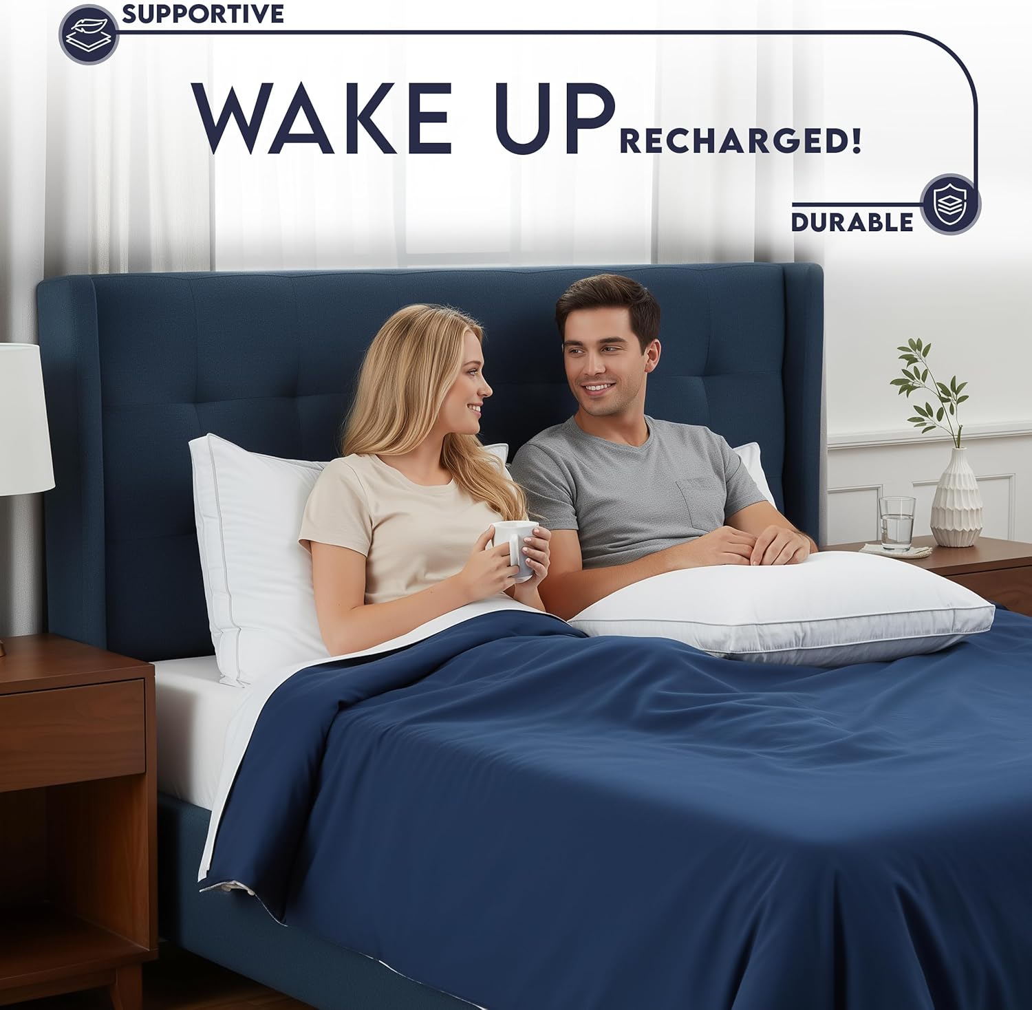 Utopia Bedding Gusset Bed Pillow, Hotel Pillows King Size Set of 2, White