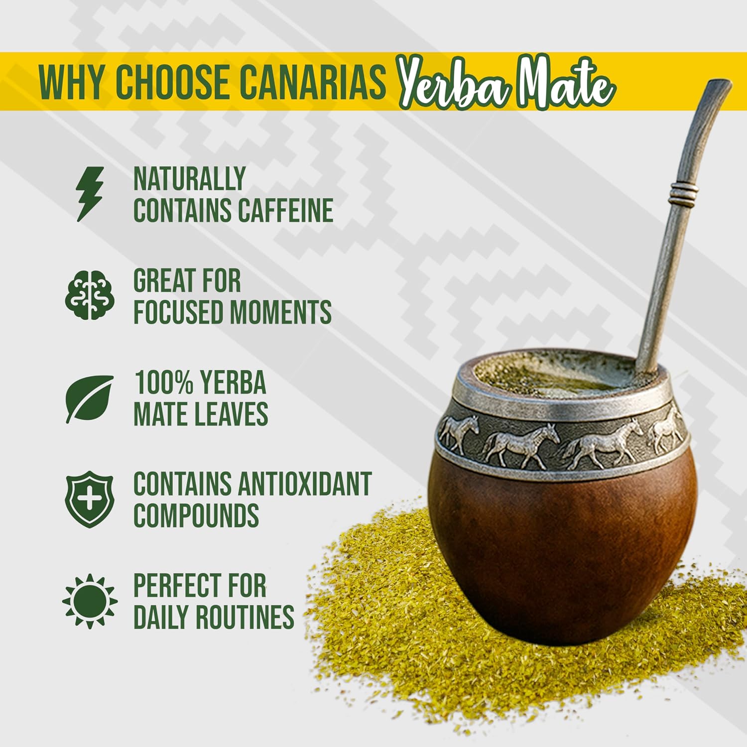 Canarias Yerba Mate Traditional Ground Leaf Tea 500Gr 1.1Lbs | Fine Cut No Stems Rich and full-bodied mate made for gourd and bombilla preparation