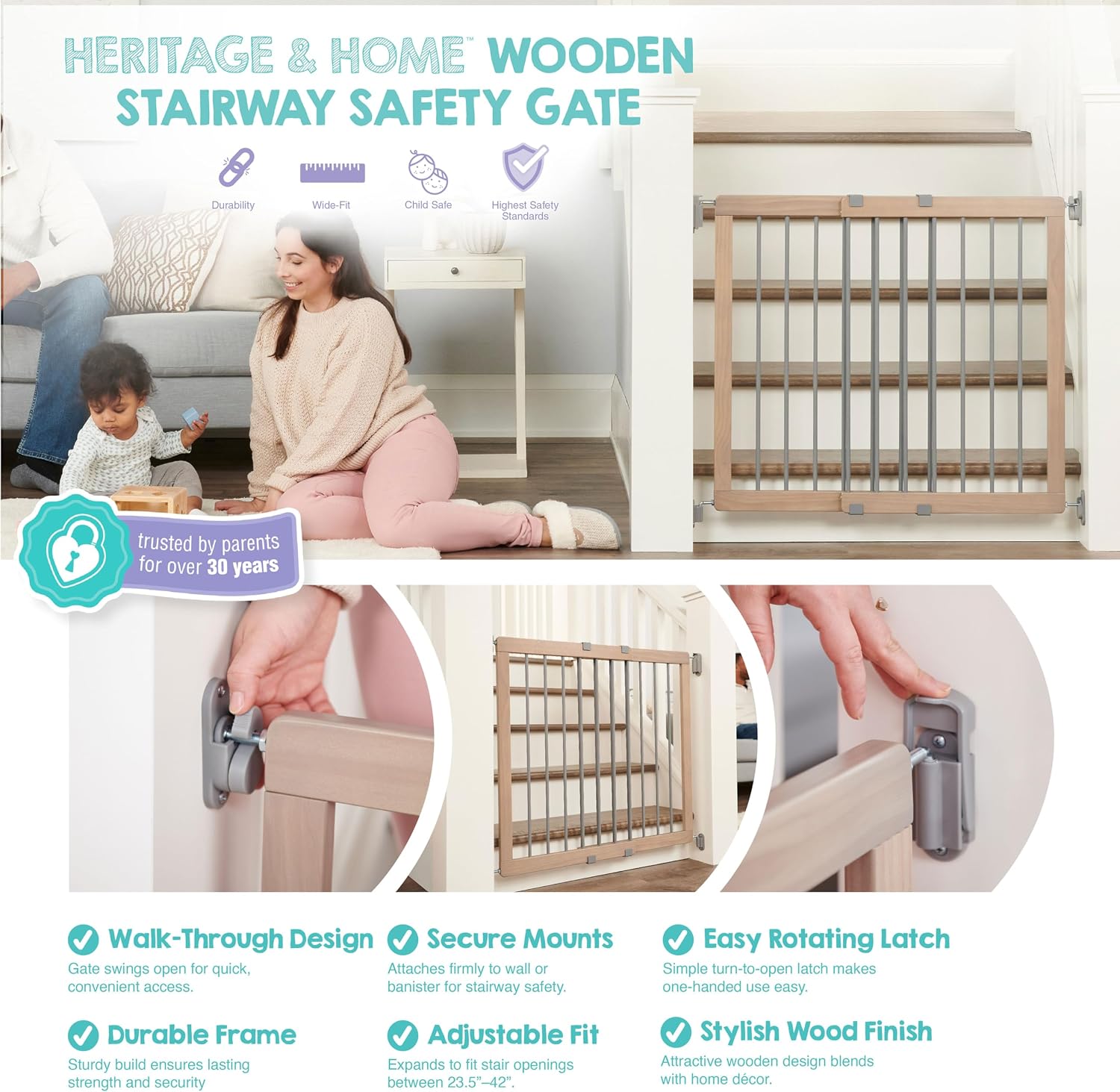 Regalo Safety 36" Extra Tall Baby Gate for Top of Stairs & Dooways