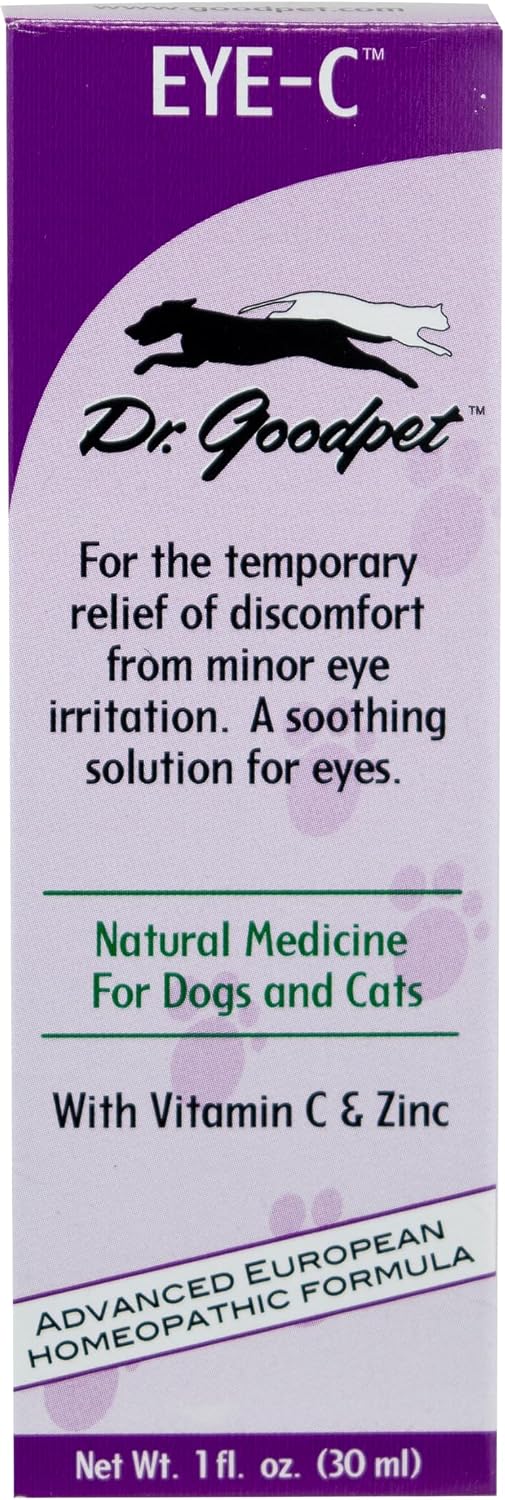 Eye-C All-Natural Eye Drops for Dogs, Cats | Human Quality Zinc & Vitamin C | Veterinarian Recommended Eye Care | Soothe, Wash