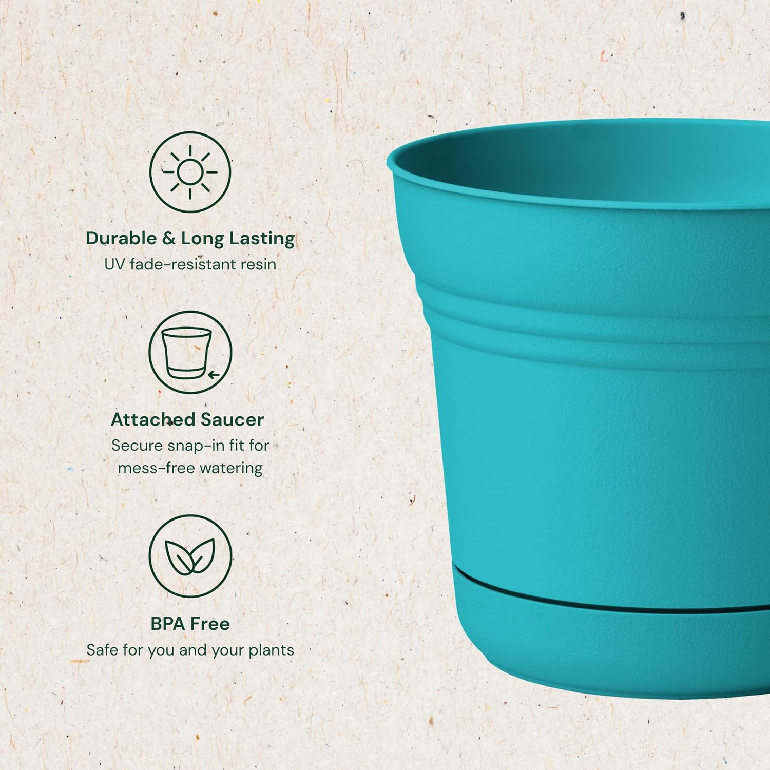 Bloem Saturn Planter with Saucer, 10", Calypso (SP1027)