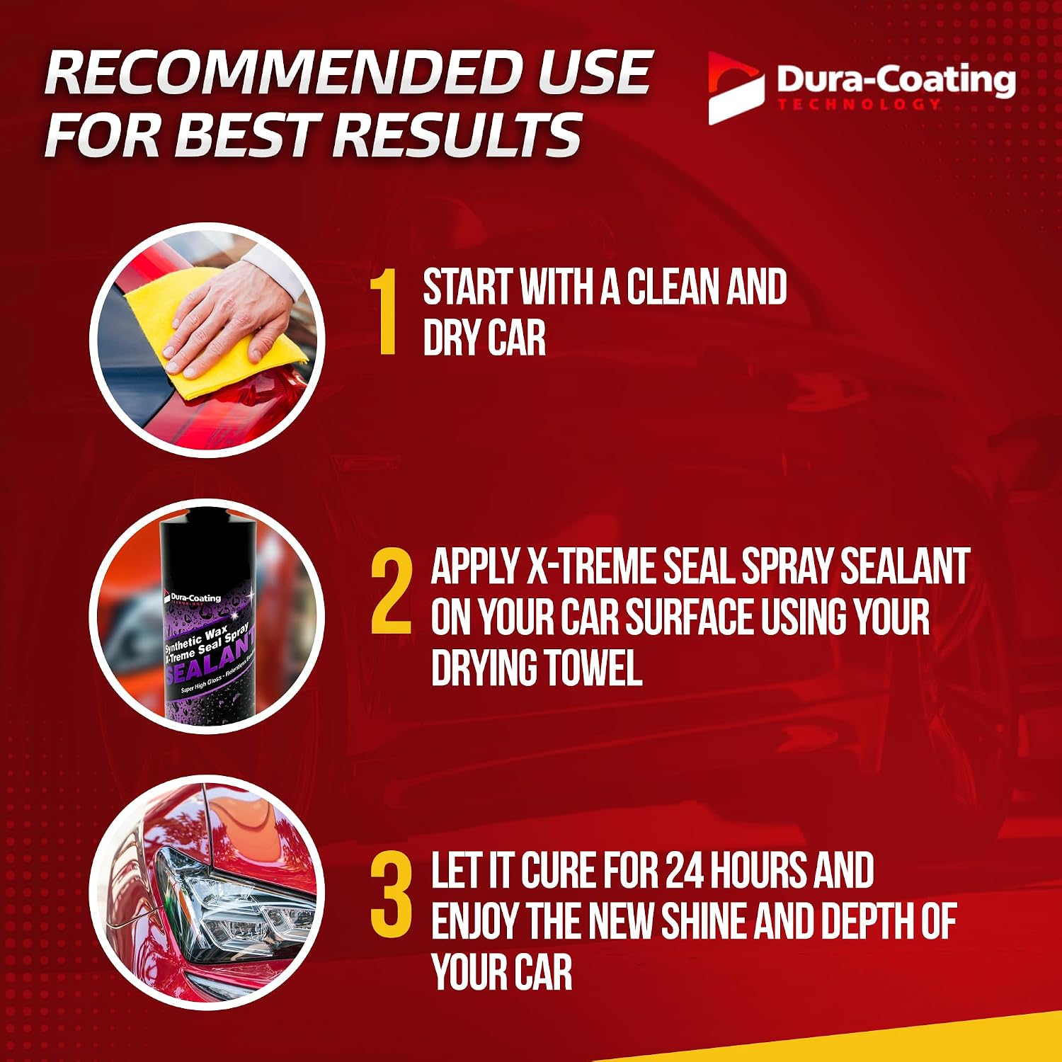 Dura-Coating Technology X-Treme Seal Spray Sealant - Liquid Wet Sealant Wax for Cars, 16oz Spray Bottle - Made in USA
