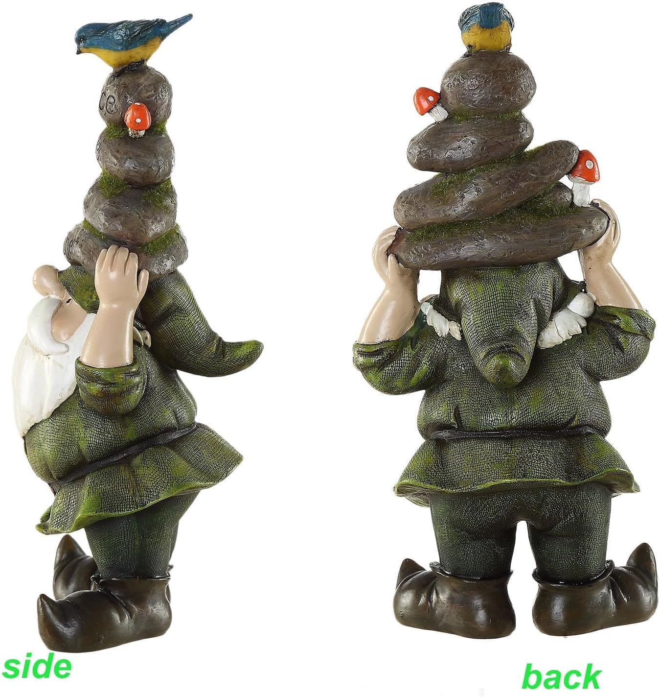 Garden Gnome Statue Outdoor Decorative Gnome Statue,Gnome Held Stones with His Head