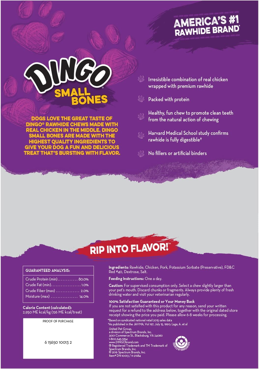Dingo 156095 Rawhide Bones For Small Dogs, Chicken,White, 6-Count, 8 Ounces