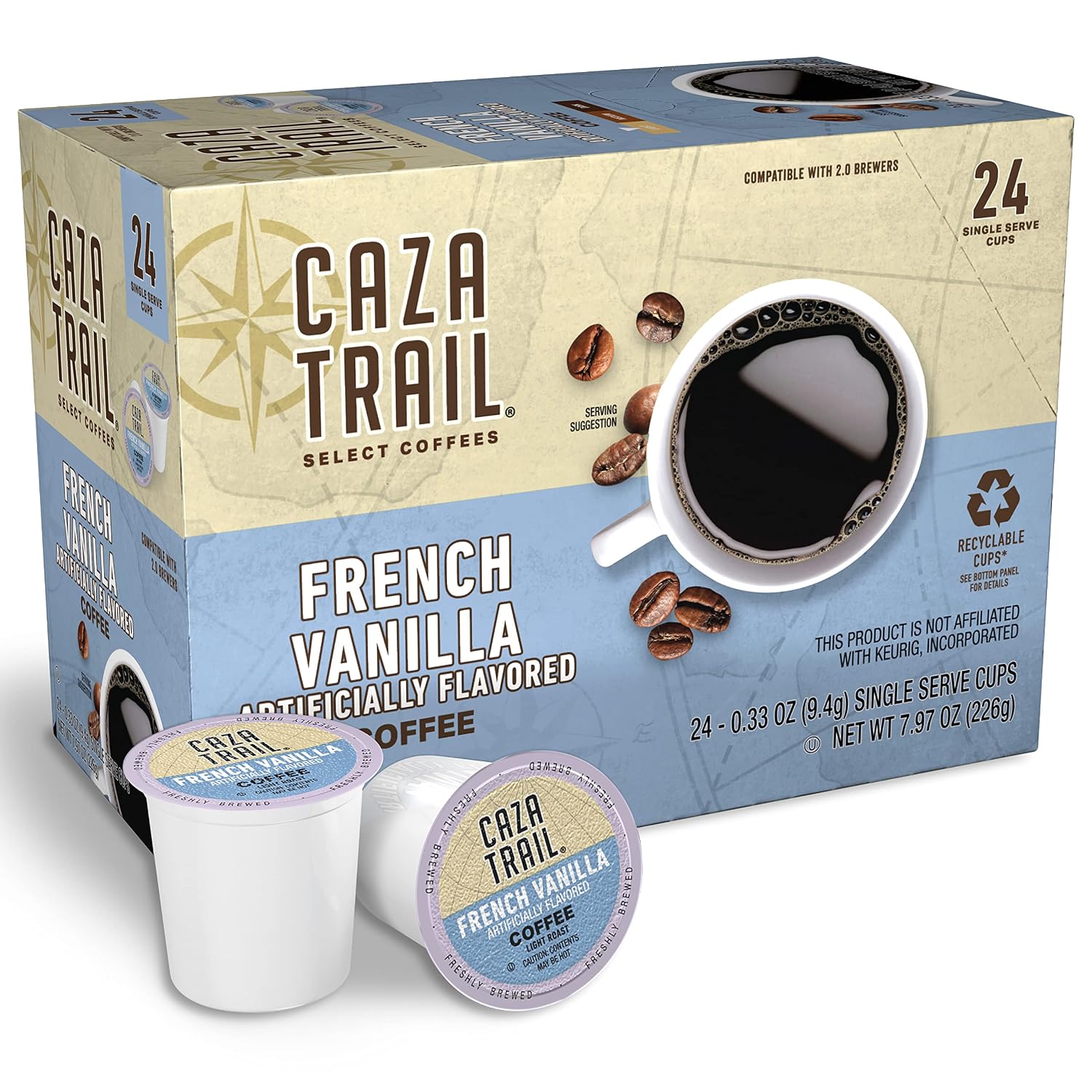 Caza Trail Coffee, Kona Blend, 100 Single Serve Cups