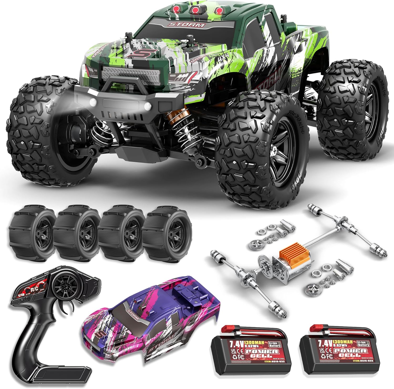 1:18 All Terrain RC Car for Adults & Boys (HS18-05), 4WD Off-Road RC Truck High Speed Fast 40+ KPH
