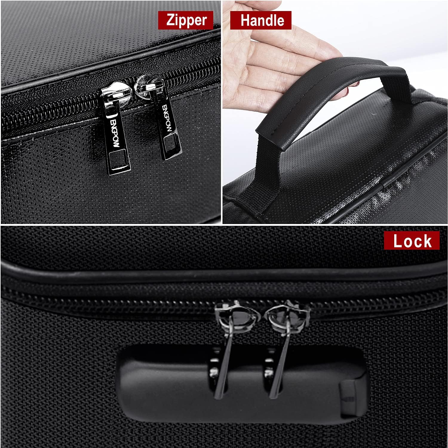 ENGPOW Small Fireproof Bag with Lock,Money Organizer Case,9”x 5.3”x 3.7”
