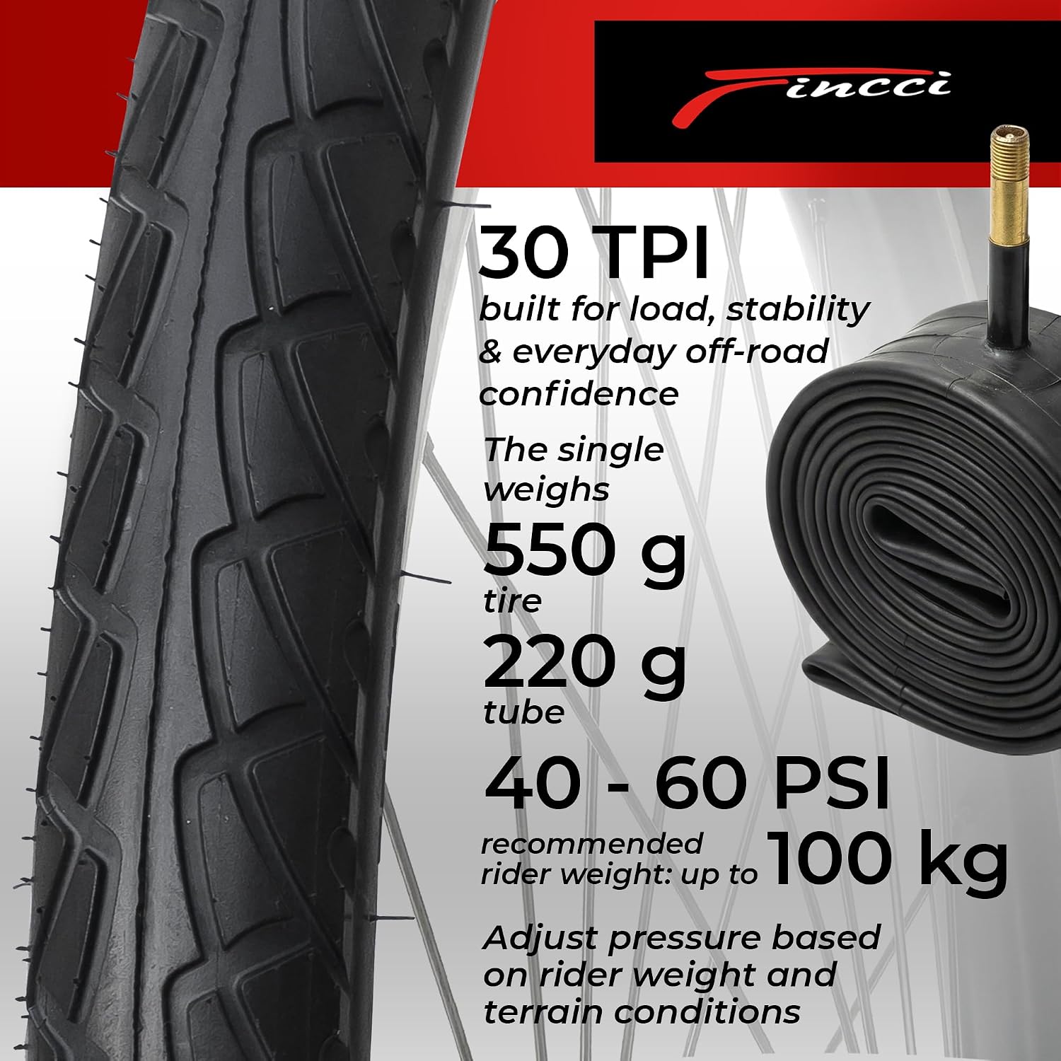 Set 26x2.125 City Bicycle Tire & Tubes Schrader/Presta - Foldable 54-559